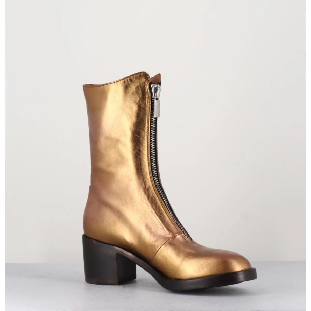 Boots^LA BOTTEGA DI LISA Boots en cuir métallisé doré à zip -888 NAPPA ORO DORE