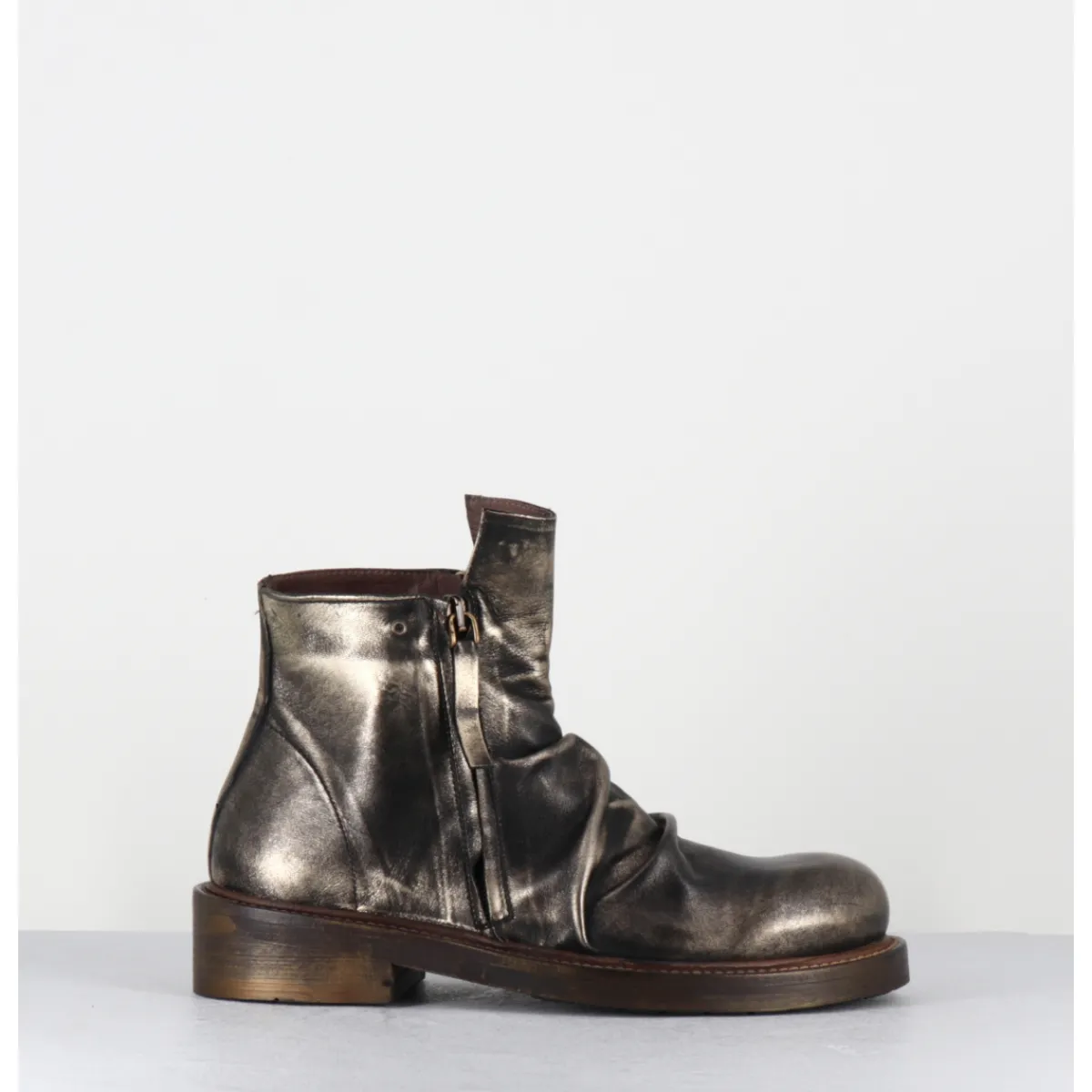 Boots^GARRICE LAB Boots en cuir métallisé doré & noir - TORIA MOUVE GOLD DORE