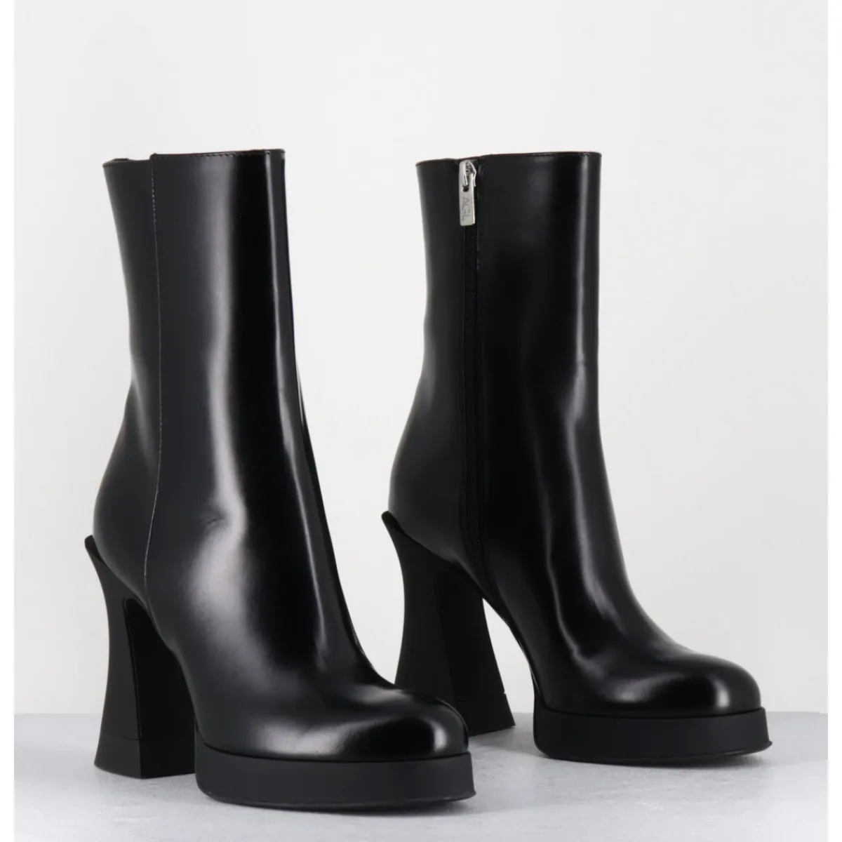 Boots | Plateformes^AGL Boots en cuir à talon haut en gomme - JANIS BOOTIE NERO NOIR
