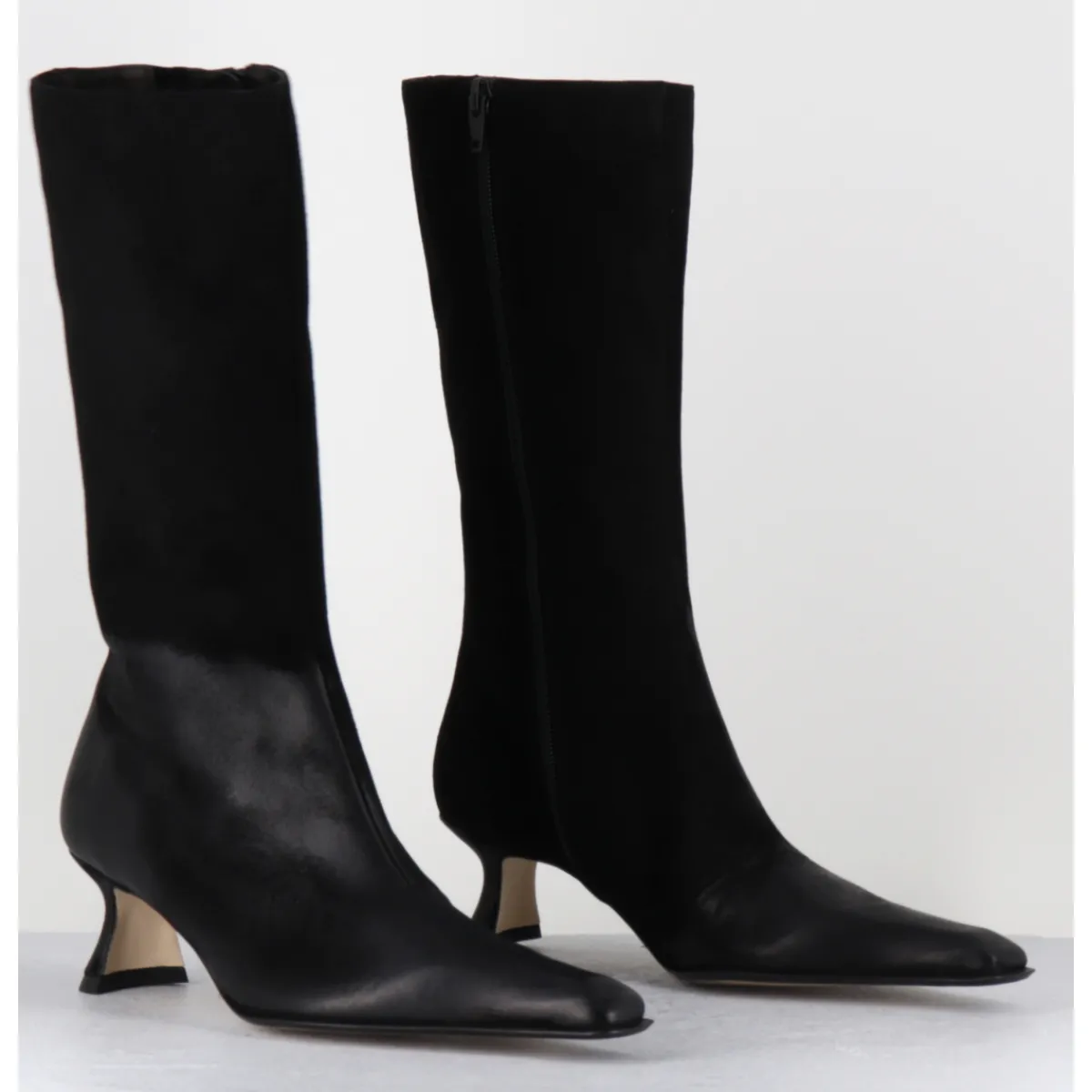 Boots^MIISTA Boots en cuir dégradé petit talon - RILLA DEGRADE BOOTS NOIR
