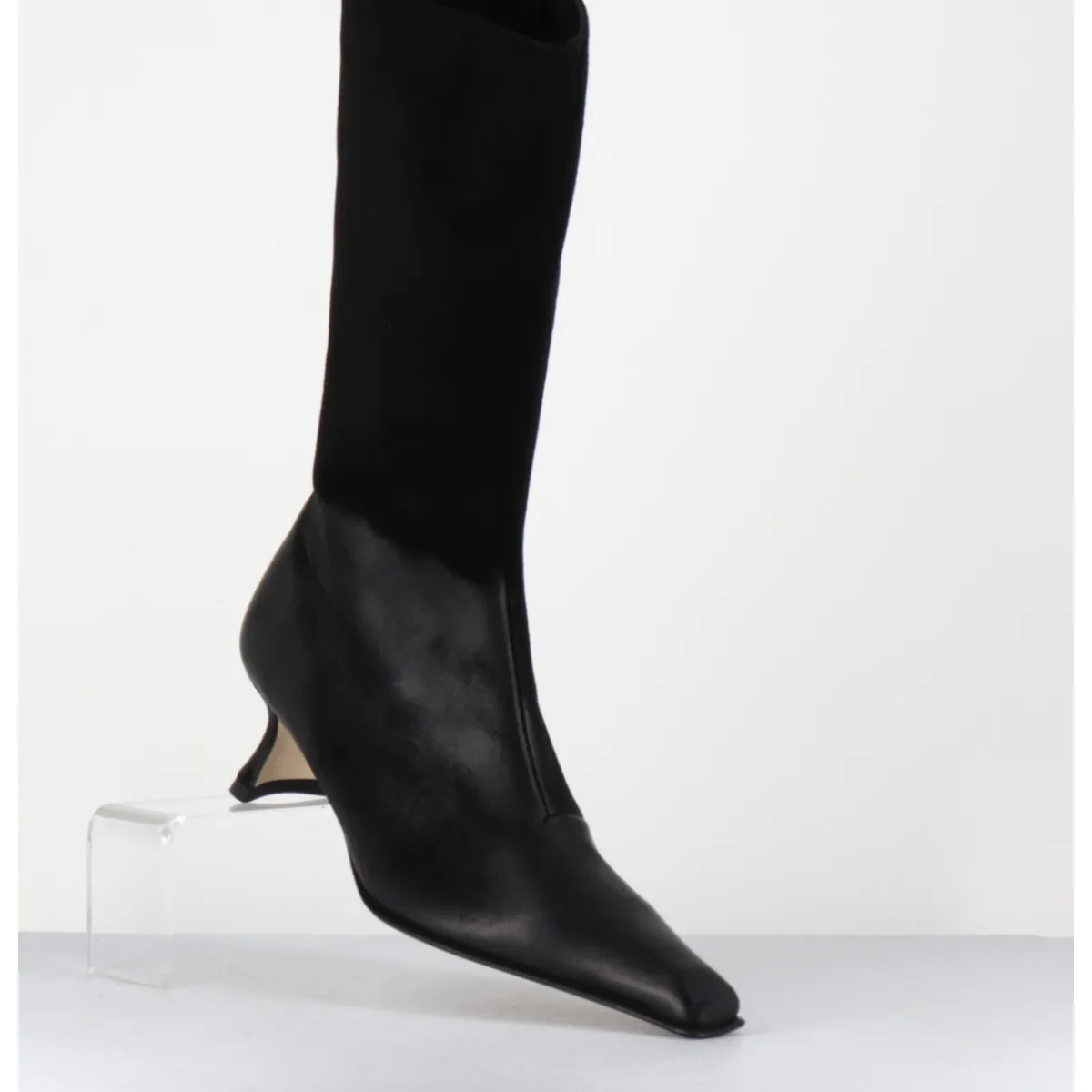 Boots^MIISTA Boots en cuir dégradé petit talon - RILLA DEGRADE BOOTS NOIR
