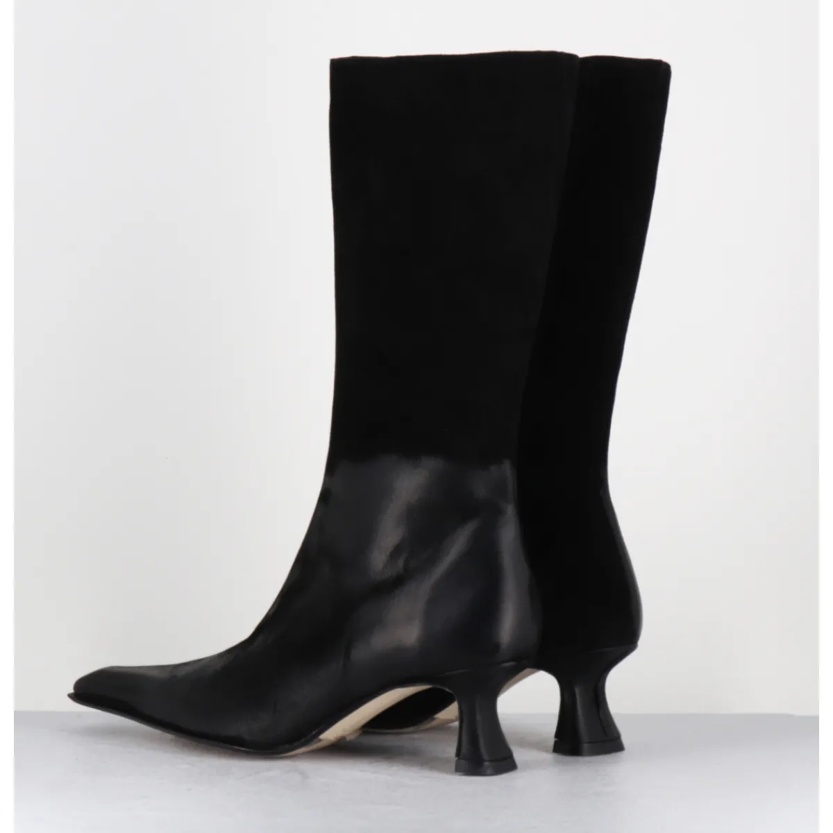 Boots^MIISTA Boots en cuir dégradé petit talon - RILLA DEGRADE BOOTS NOIR