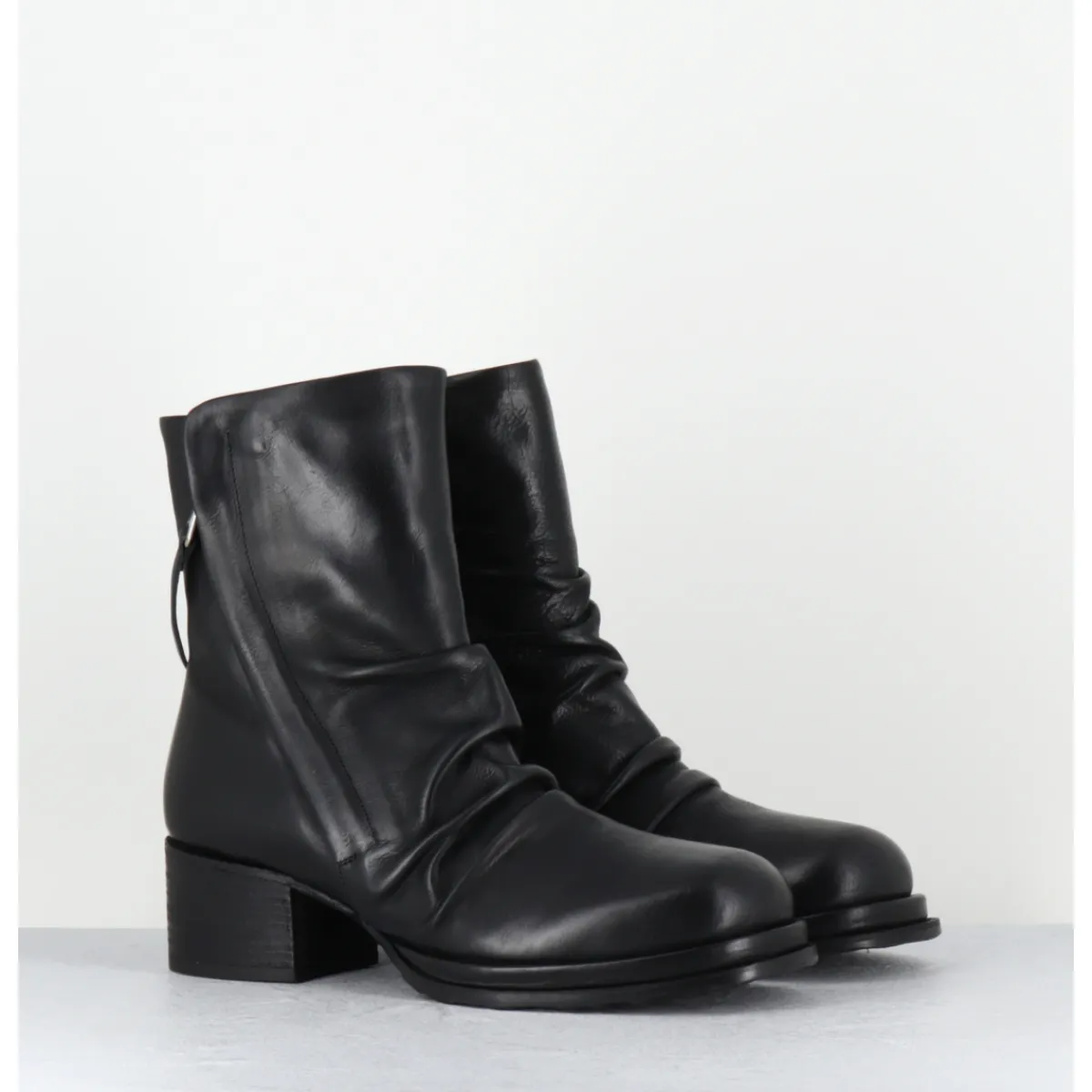Boots | Bikers^MALLONI Boots en cuir double zip petit talon - BURTON ANKLE BOOT NOIR