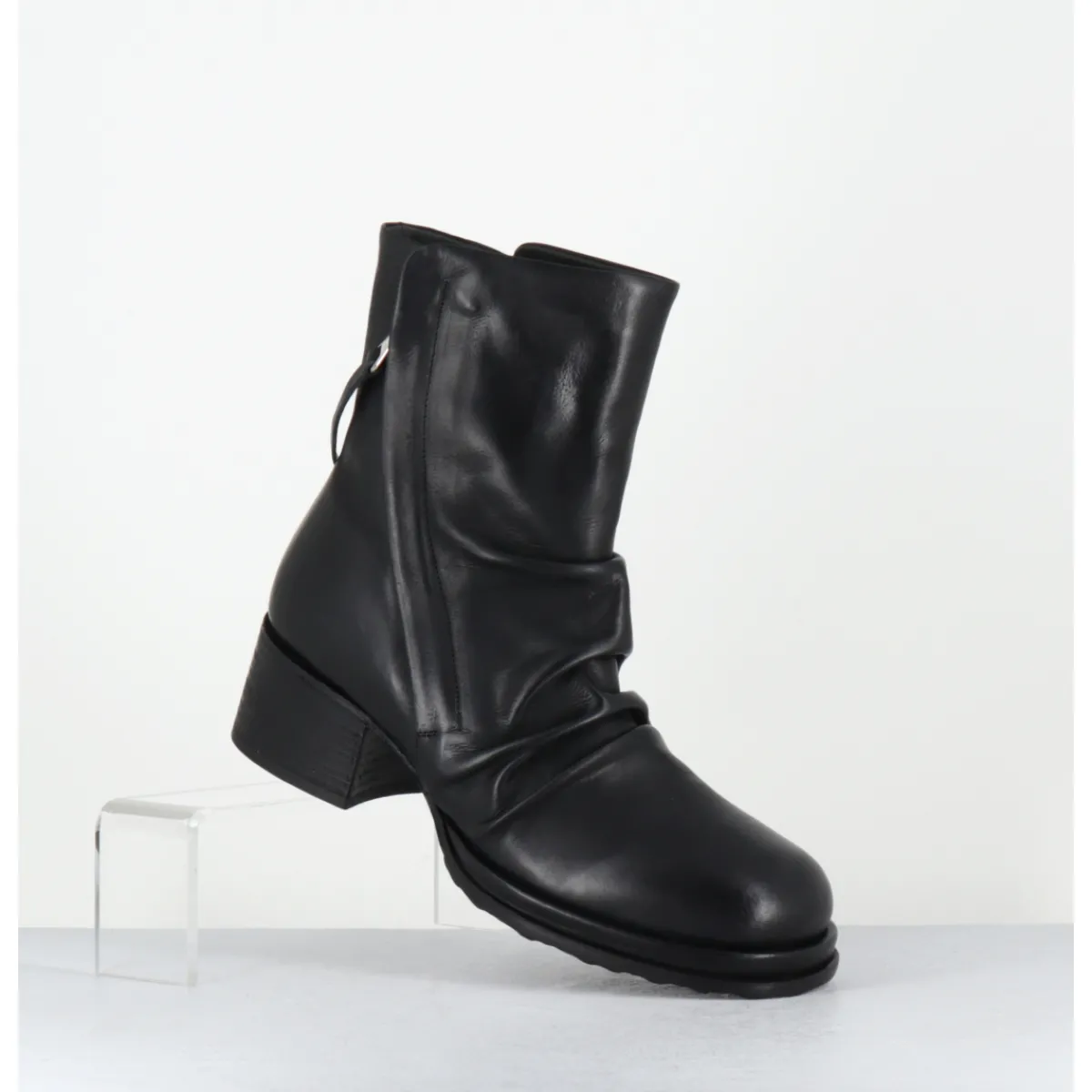 Boots | Bikers^MALLONI Boots en cuir double zip petit talon - BURTON ANKLE BOOT NOIR