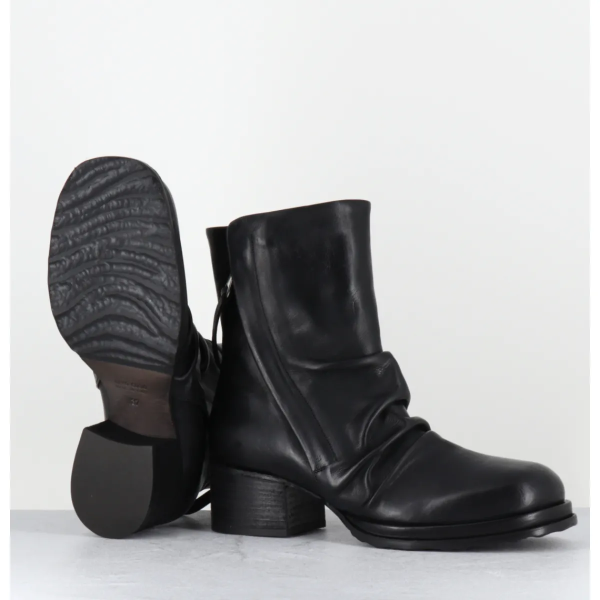 Boots | Bikers^MALLONI Boots en cuir double zip petit talon - BURTON ANKLE BOOT NOIR