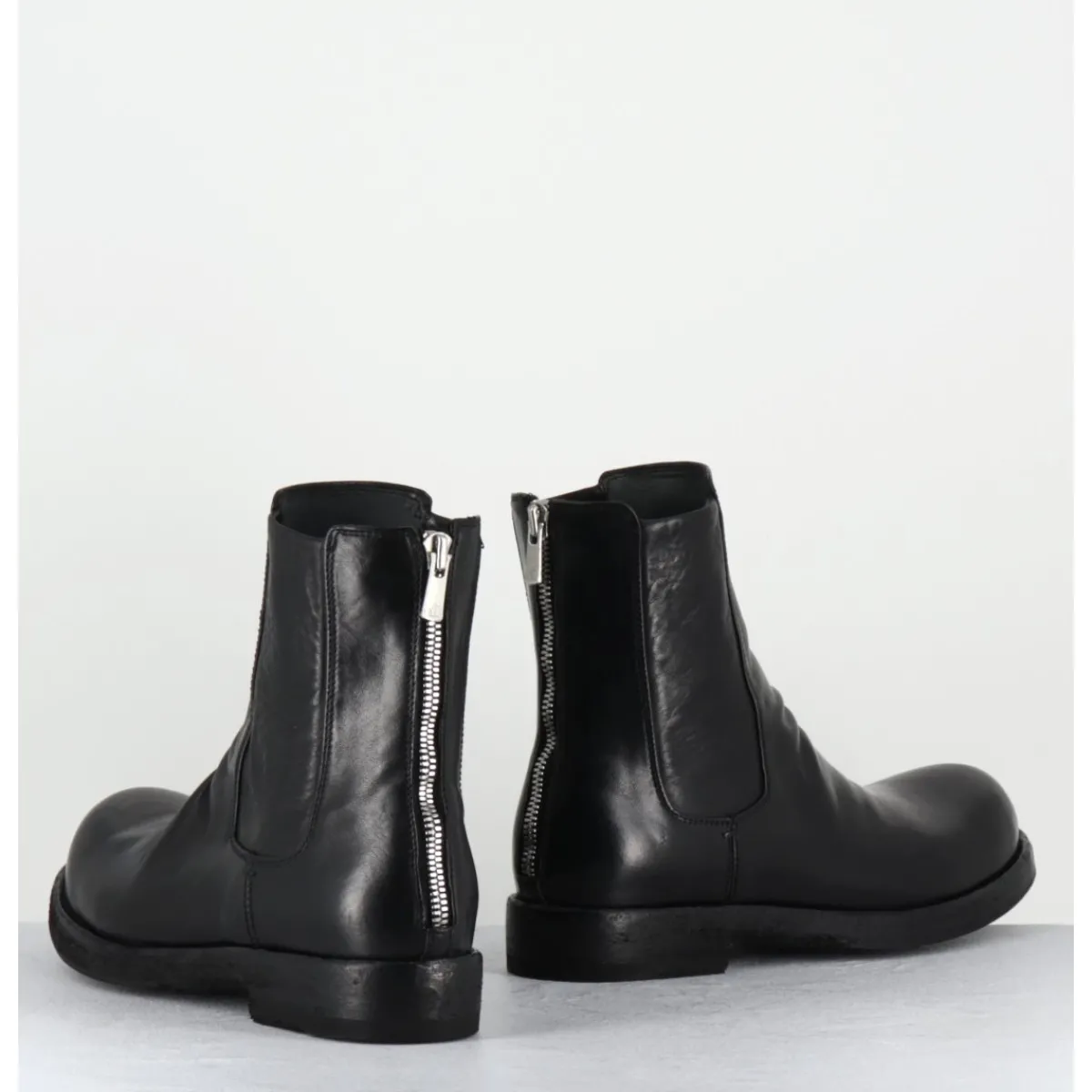 Boots^OFFICINE CREATIVE Boots en cuir lavé zip arrière - BULLA DD 304 NERO NOIR