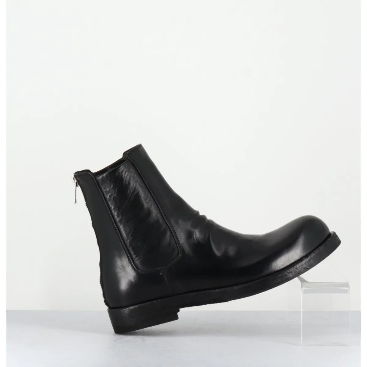 Boots^OFFICINE CREATIVE Boots en cuir lavé zip arrière - BULLA DD 304 NERO NOIR
