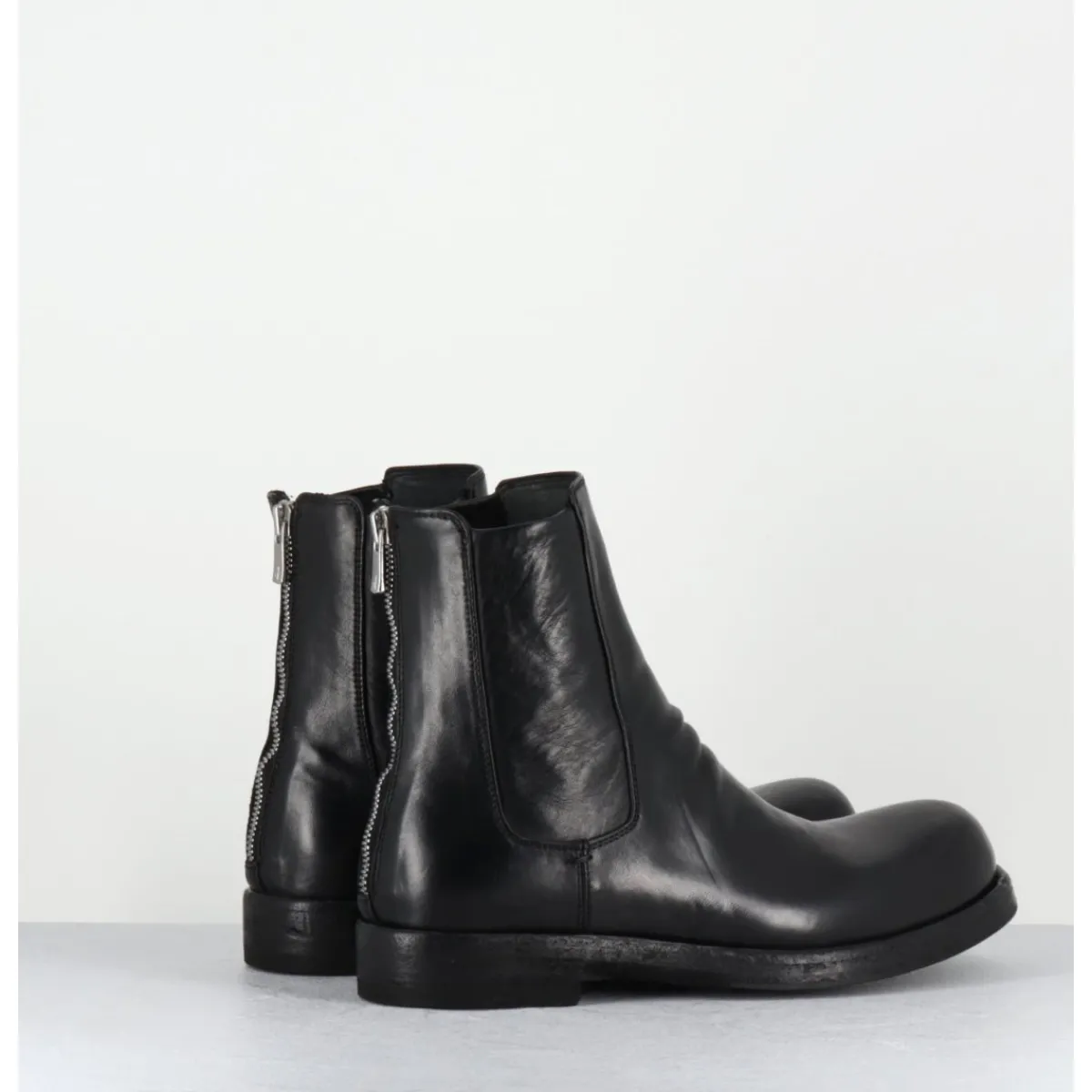 Boots^OFFICINE CREATIVE Boots en cuir lavé zip arrière - BULLA DD 304 NERO NOIR