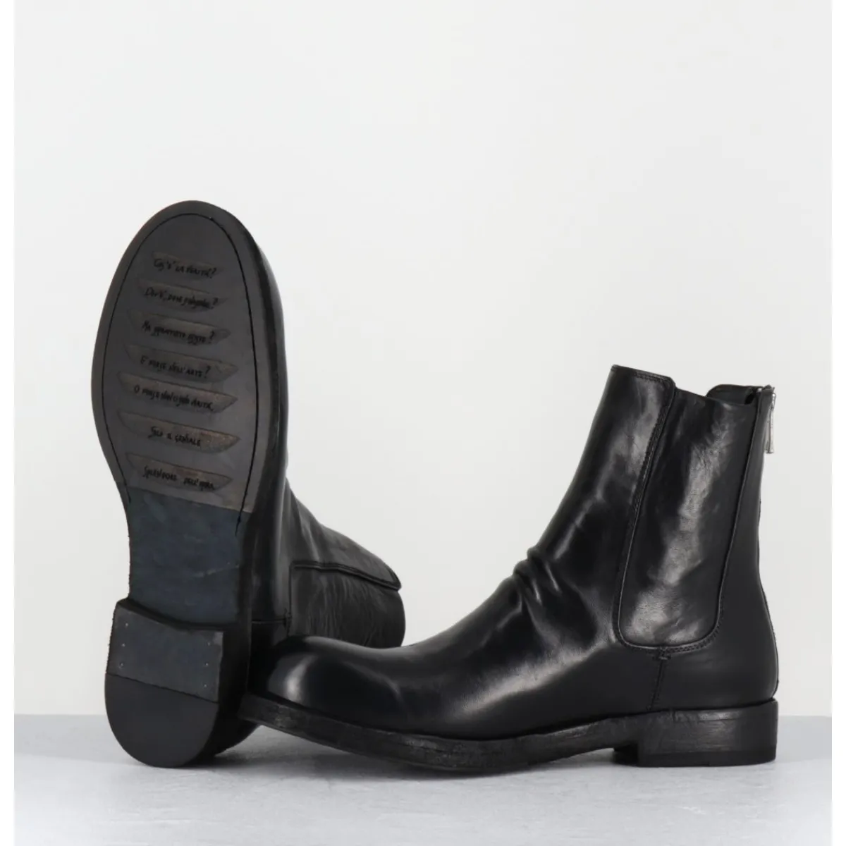 Boots^OFFICINE CREATIVE Boots en cuir lavé zip arrière - BULLA DD 304 NERO NOIR