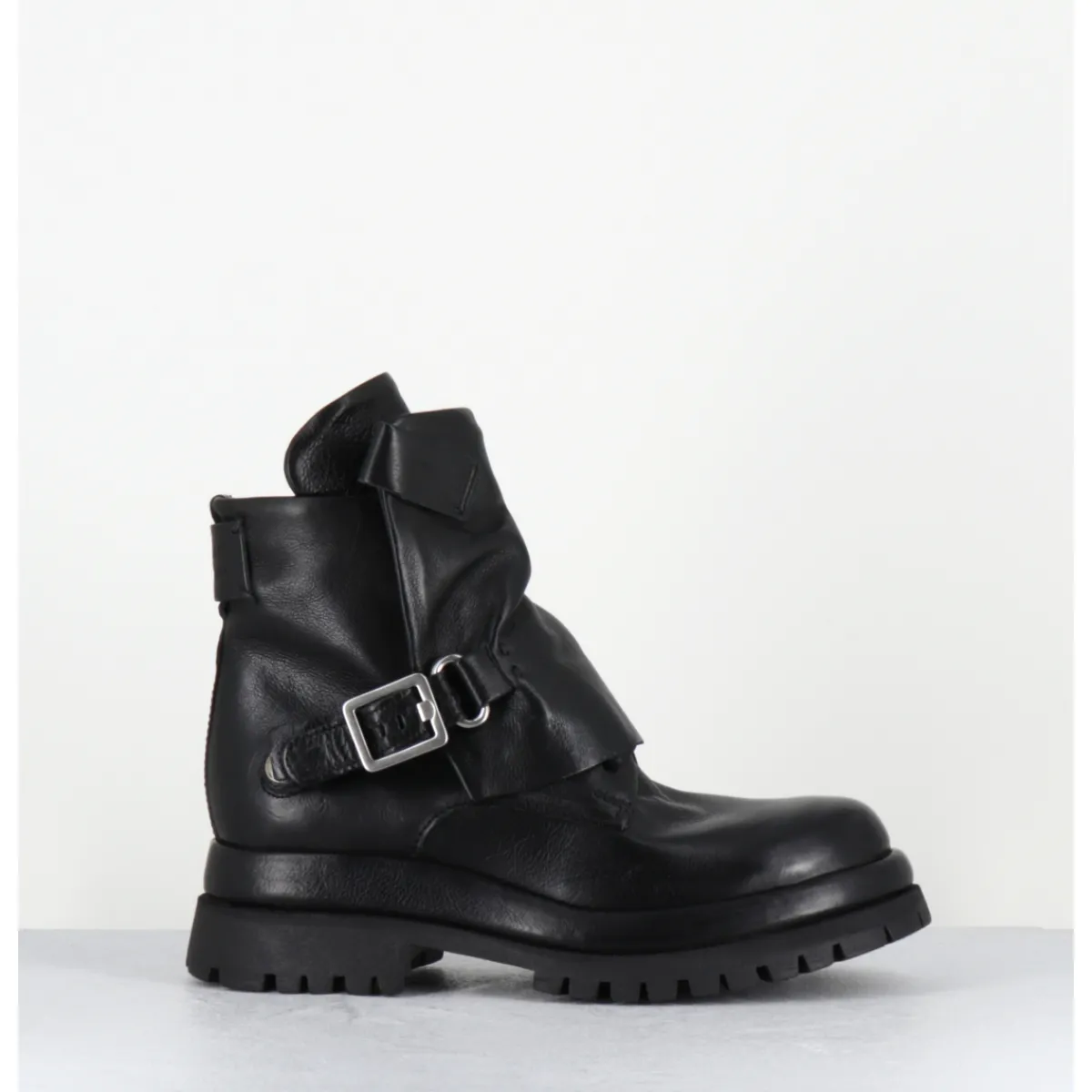 Boots | Bikers^A.S.98 Boots en cuir ligne déstructurée semelle épaisse - B51210 NERO NOIR