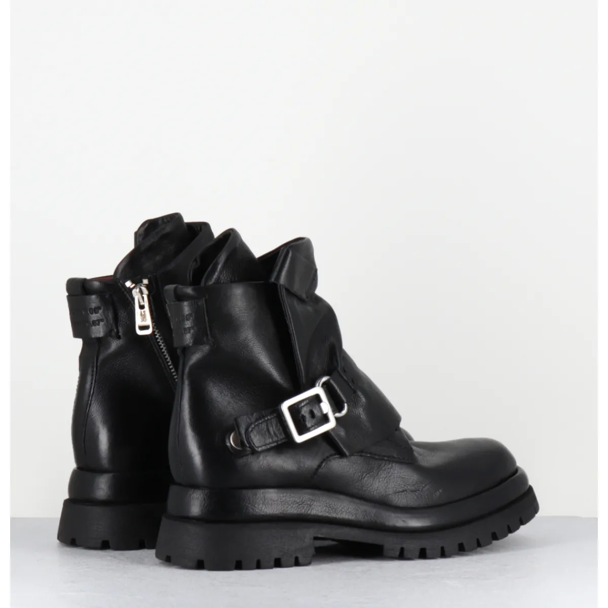 Boots | Bikers^A.S.98 Boots en cuir ligne déstructurée semelle épaisse - B51210 NERO NOIR