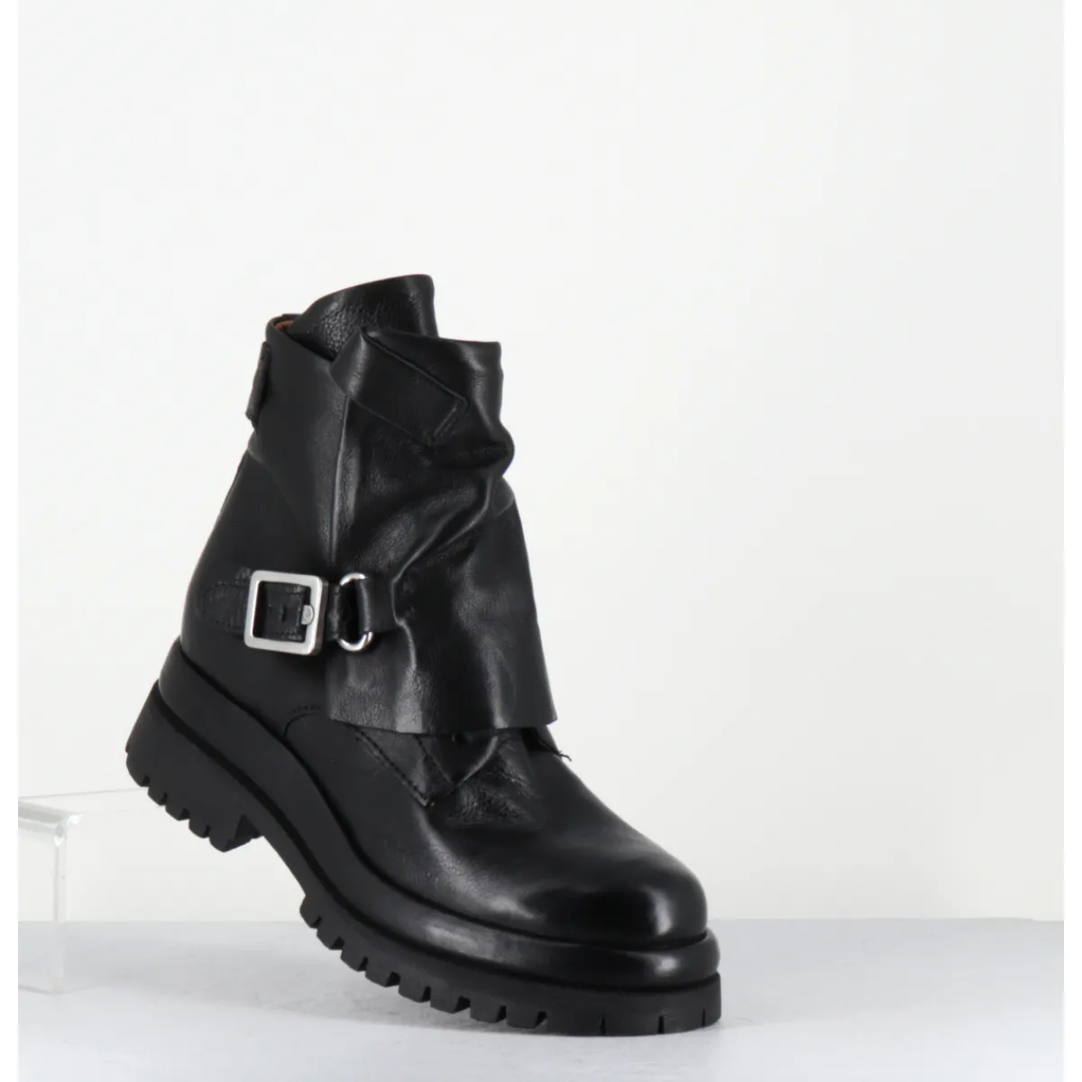 Boots | Bikers^A.S.98 Boots en cuir ligne déstructurée semelle épaisse - B51210 NERO NOIR