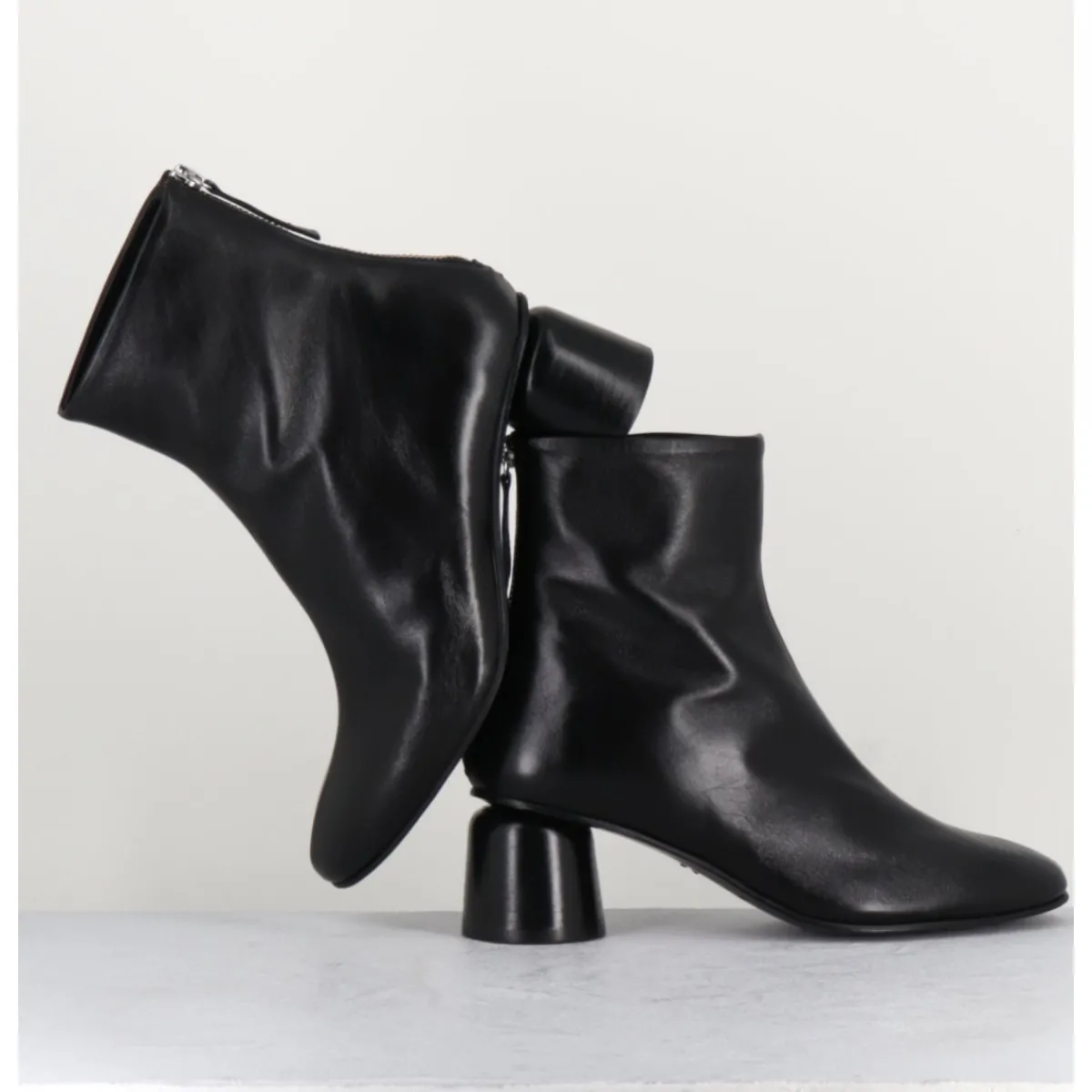 Boots^HALMANERA Boots en cuir petit talon 60s - ANYA13 BARON NERO NOIR