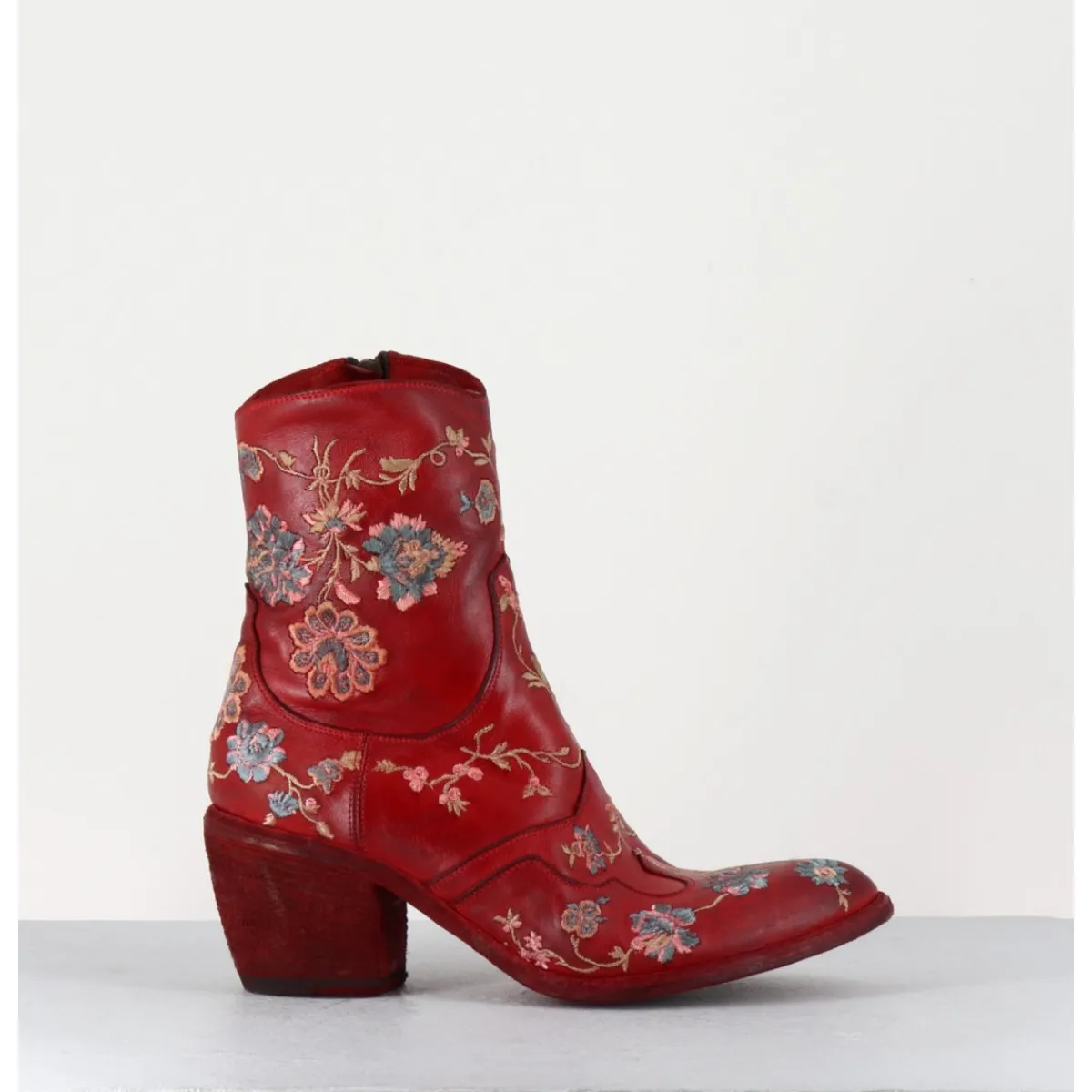 Boots | Santiags^FAUZIAN JEUNESSE Boots en cuir broderies fleurs - 3207 IGNIS ROSSO ROUGE