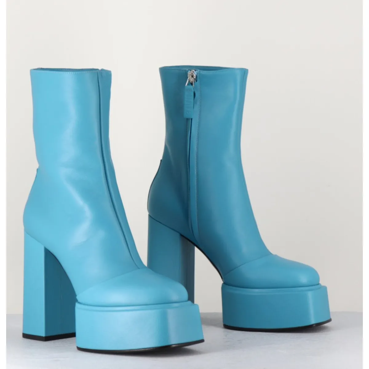 Boots | Plateformes^3JUIN Boots en cuir souple turquoise - IARA MOK ASH BLEU