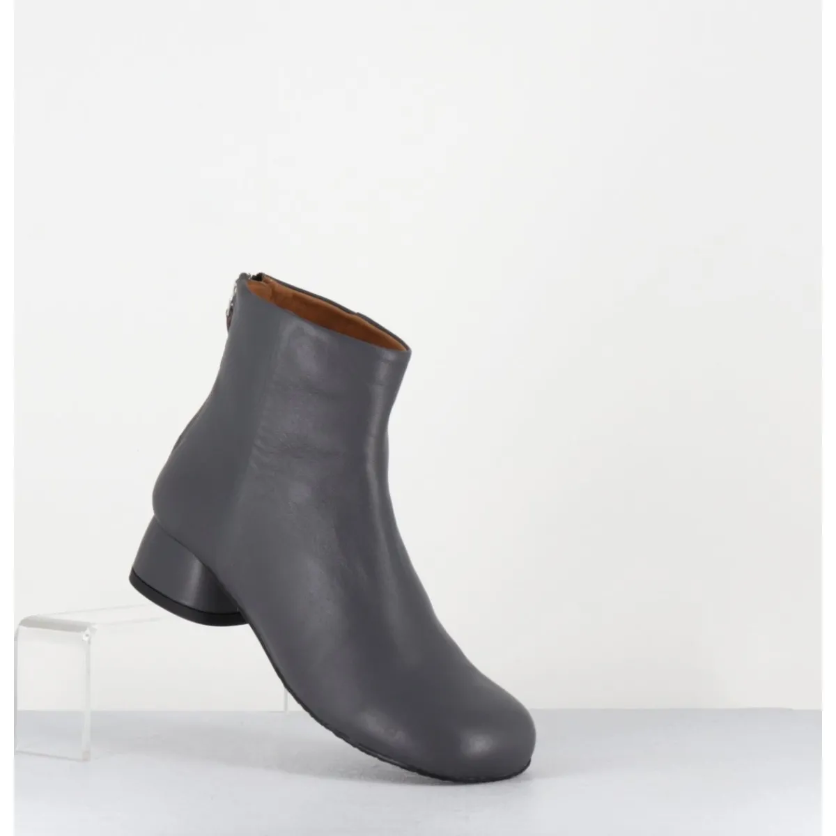 Boots^AUDLEY Boots en cuir souple petit talon - NORA NAPPA ASFALTO GRIS