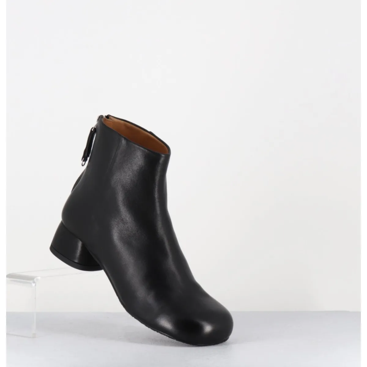 Boots^AUDLEY Boots en cuir souple petit talon - NORA NAPPA BLACK NOIR
