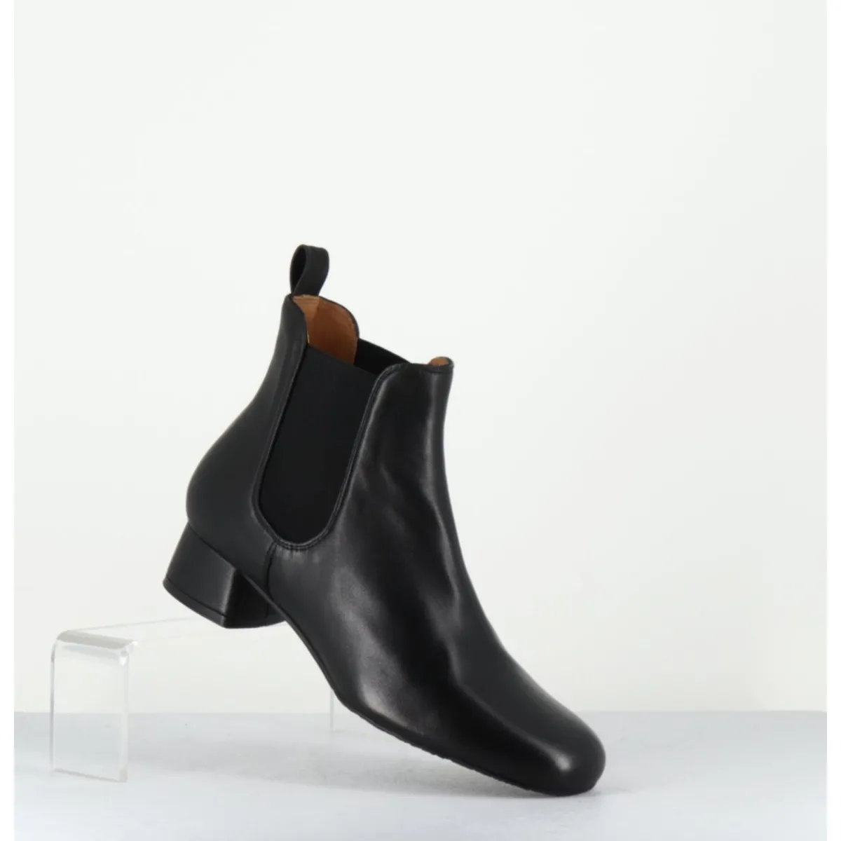 Boots^AUDLEY Boots en cuir souple petit talon & élastiques - CESARIA BLACK NAPPA NOIR