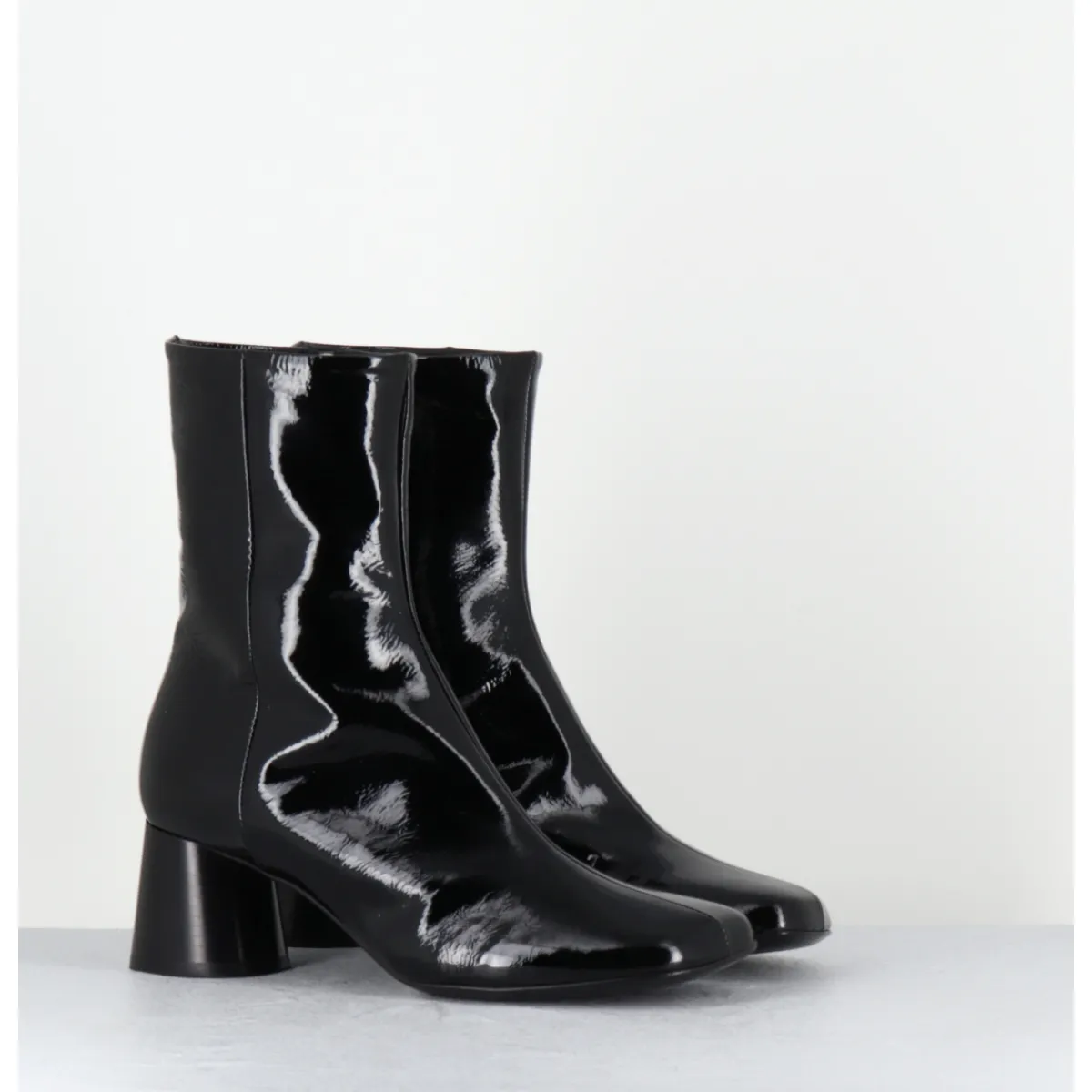 Boots^HALMANERA Boots en cuir vernis souple talon cylindrique - DANI04 MUNA NERO NOIR
