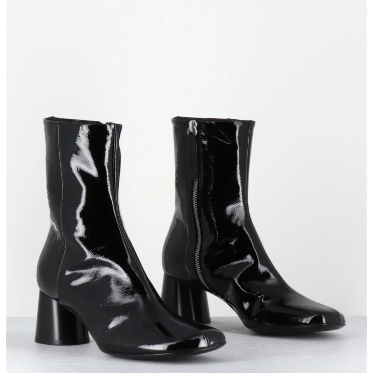 Boots^HALMANERA Boots en cuir vernis souple talon cylindrique - DANI04 MUNA NERO NOIR