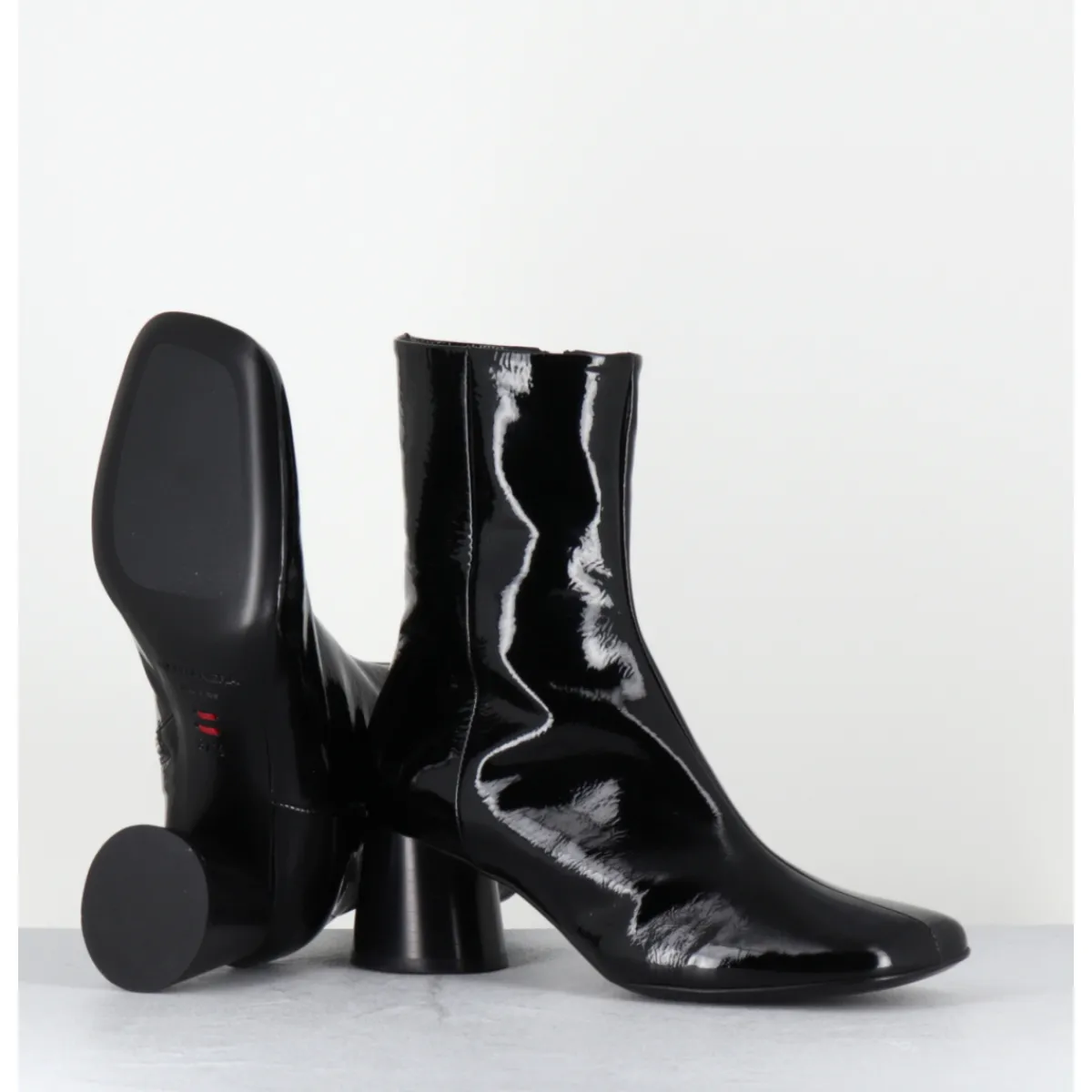 Boots^HALMANERA Boots en cuir vernis souple talon cylindrique - DANI04 MUNA NERO NOIR