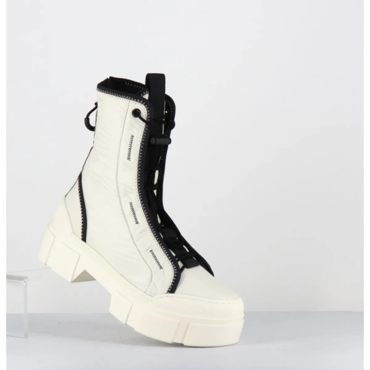 Boots^VIC MATIE Boots en nylon cassé & élastique réglable - 1D7300D SILK WIRE BLANC