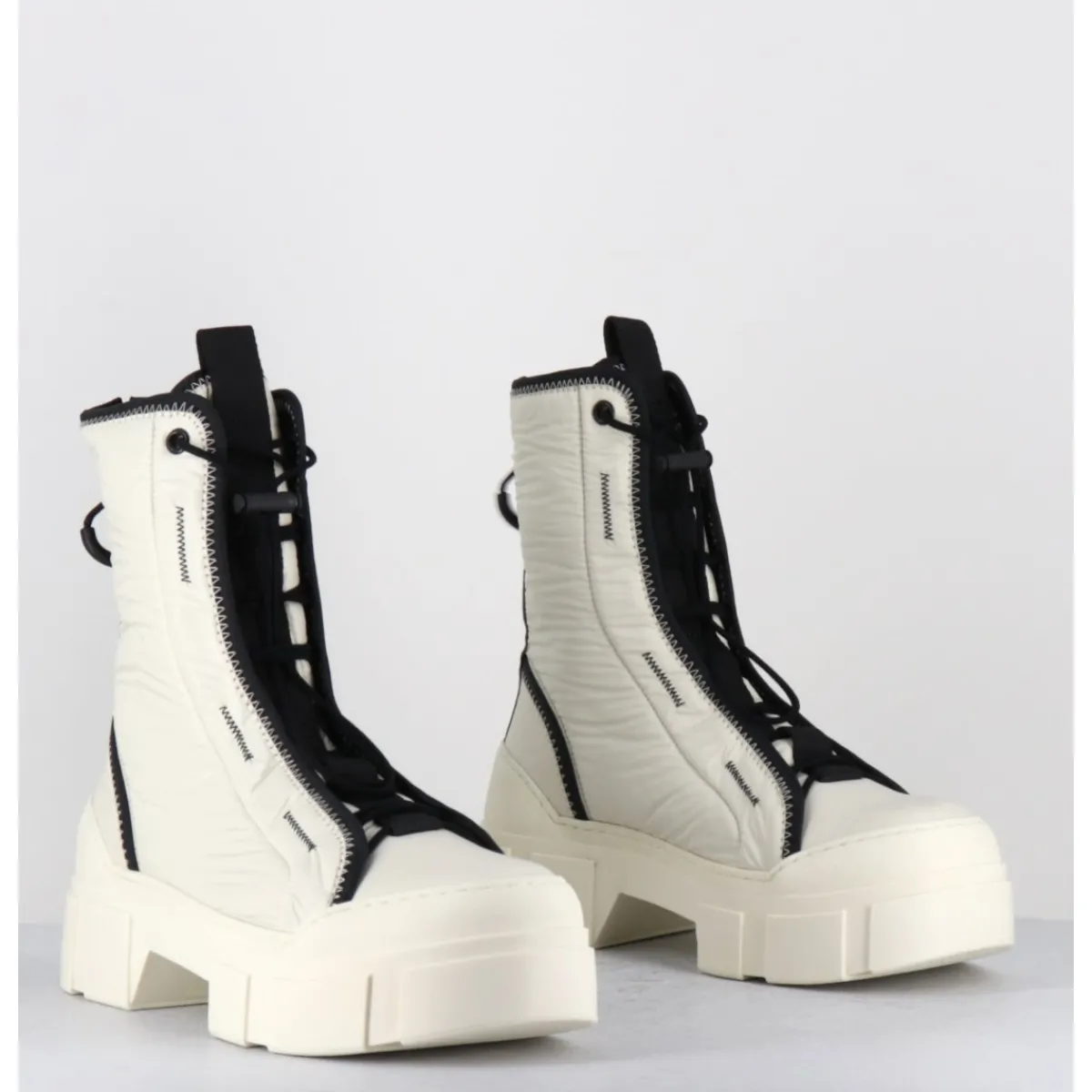 Boots^VIC MATIE Boots en nylon cassé & élastique réglable - 1D7300D SILK WIRE BLANC