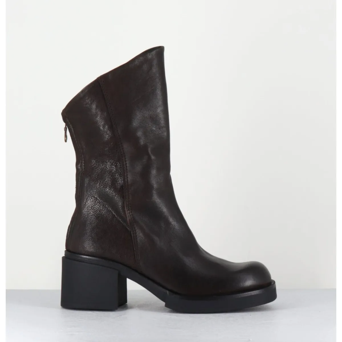 Boots | Bikers^GARRICE LAB Boots légères esprit biker en cuir - YAMA LAVATO MORO MARRON
