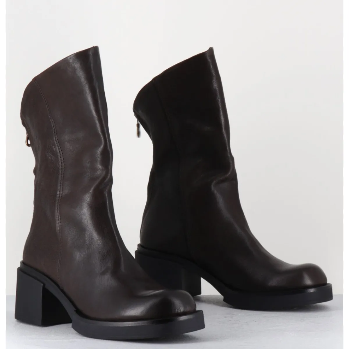 Boots | Bikers^GARRICE LAB Boots légères esprit biker en cuir - YAMA LAVATO MORO MARRON