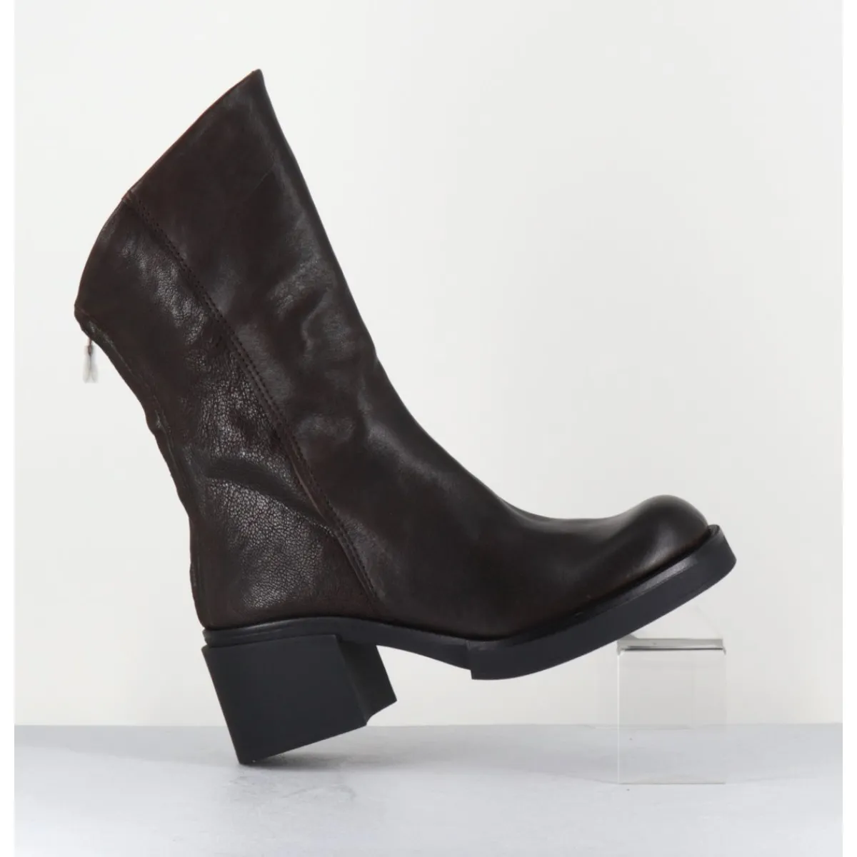 Boots | Bikers^GARRICE LAB Boots légères esprit biker en cuir - YAMA LAVATO MORO MARRON