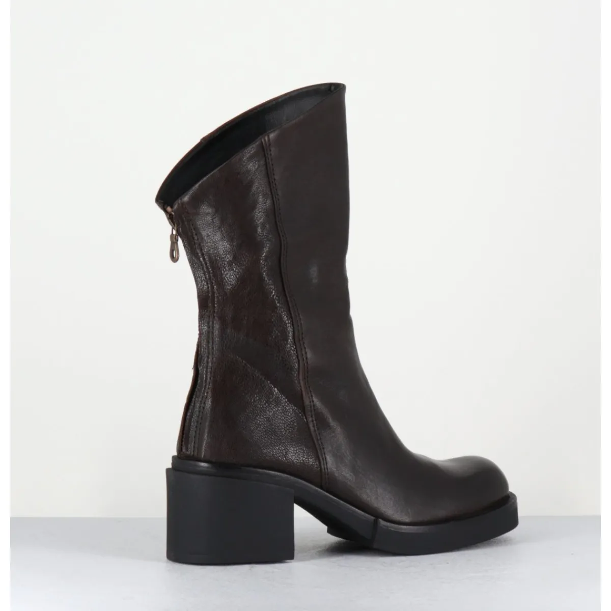 Boots | Bikers^GARRICE LAB Boots légères esprit biker en cuir - YAMA LAVATO MORO MARRON
