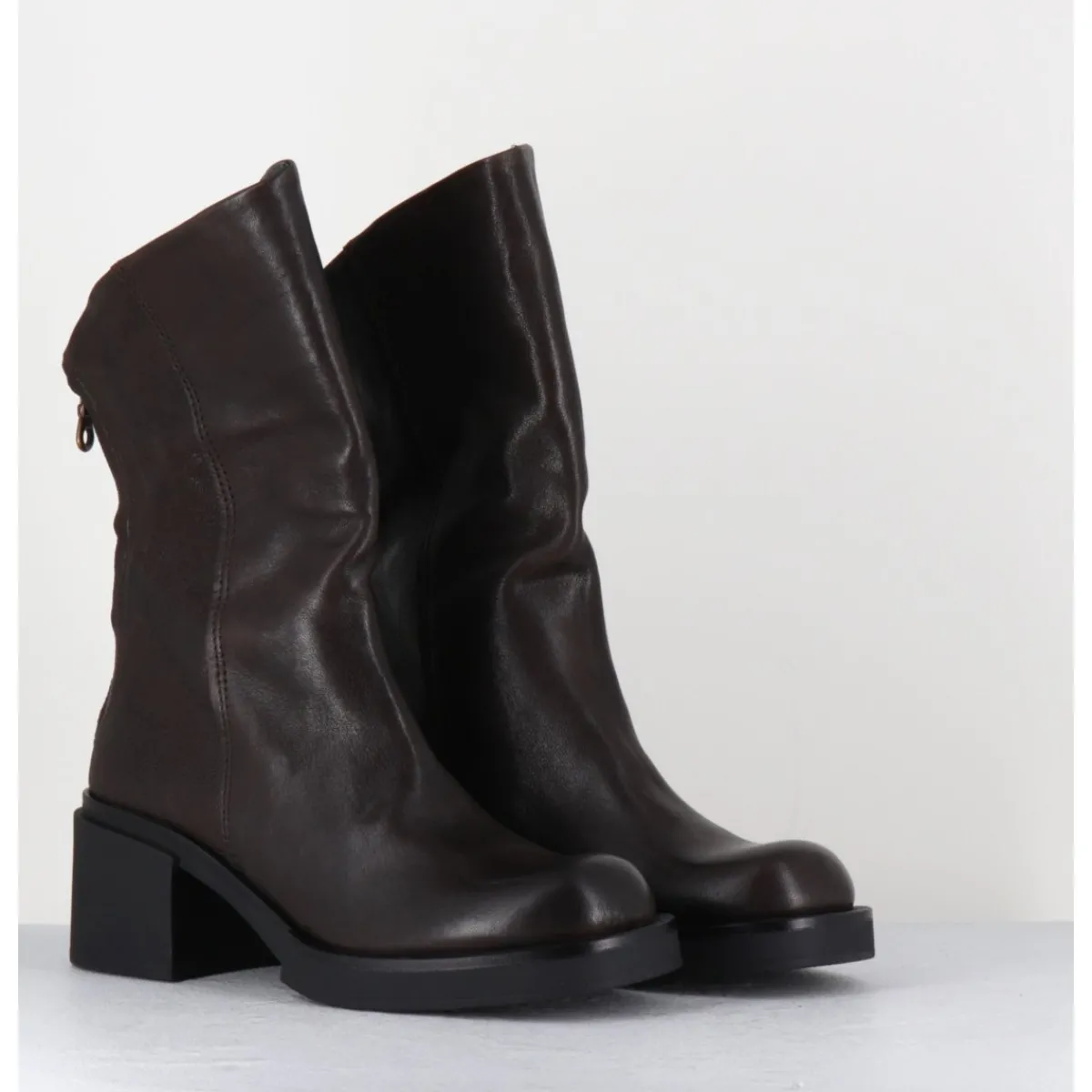 Boots | Bikers^GARRICE LAB Boots légères esprit biker en cuir - YAMA LAVATO MORO MARRON