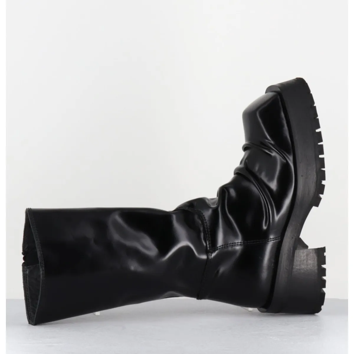 Bottes | Boots^SDM Boots ligne brutaliste en cuir glacé - DIMA SHINY NERO NOIR
