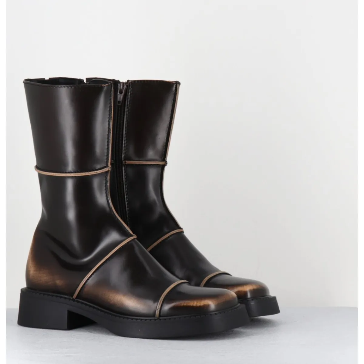 Boots^E8 BY MIISTA Boots & beige bout carré 90s - DAHLIA BROWN BOOTS MARRON