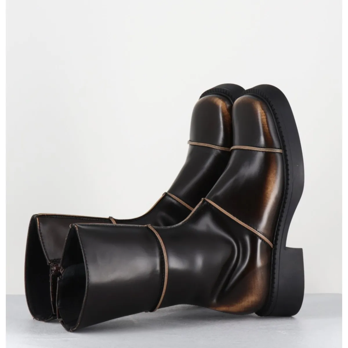 Boots^E8 BY MIISTA Boots & beige bout carré 90s - DAHLIA BROWN BOOTS MARRON