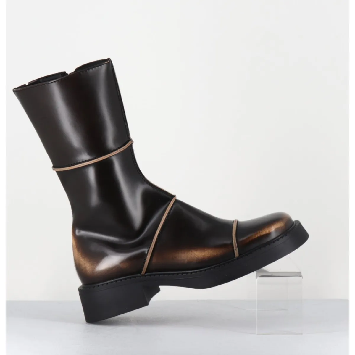 Boots^E8 BY MIISTA Boots & beige bout carré 90s - DAHLIA BROWN BOOTS MARRON