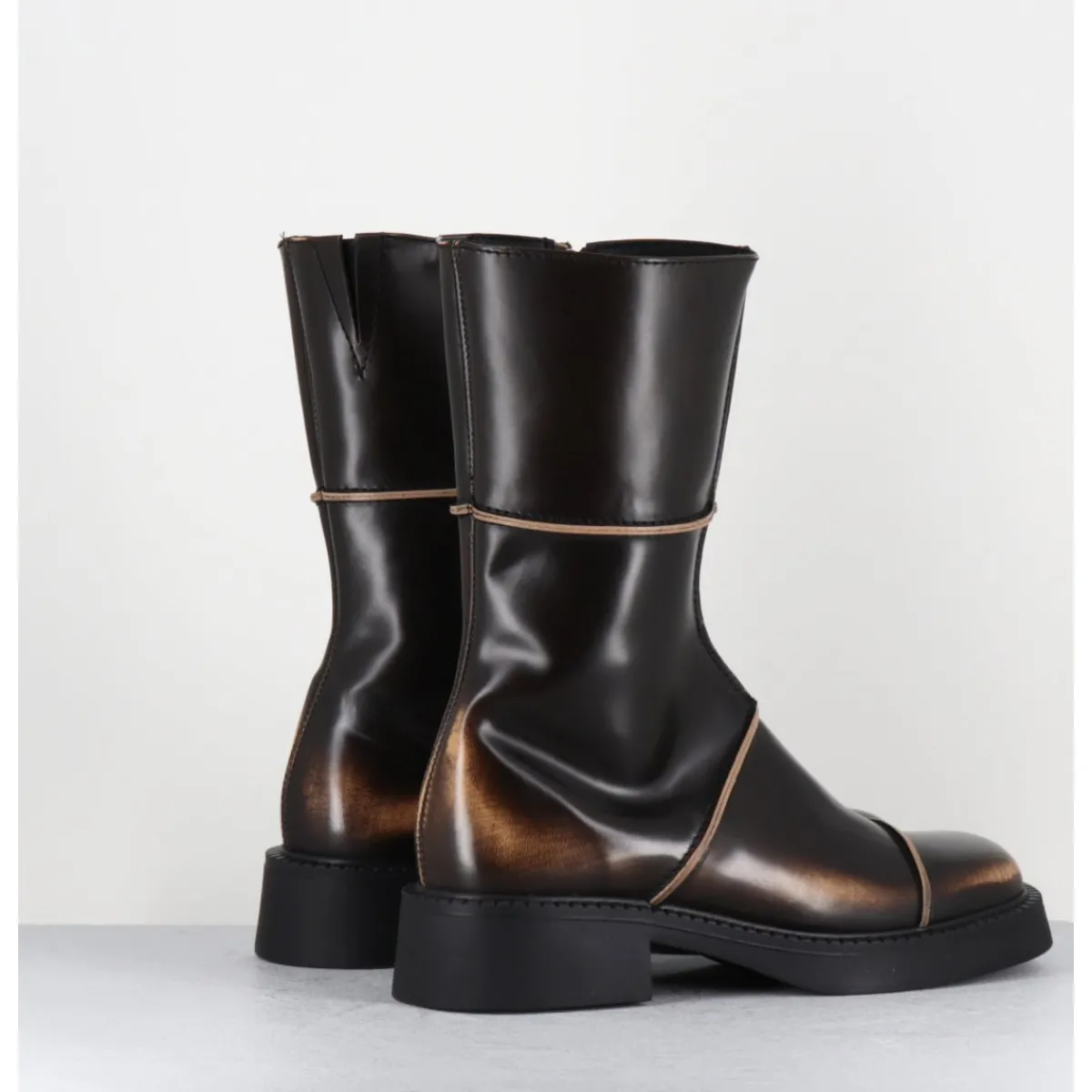 Boots^E8 BY MIISTA Boots & beige bout carré 90s - DAHLIA BROWN BOOTS MARRON