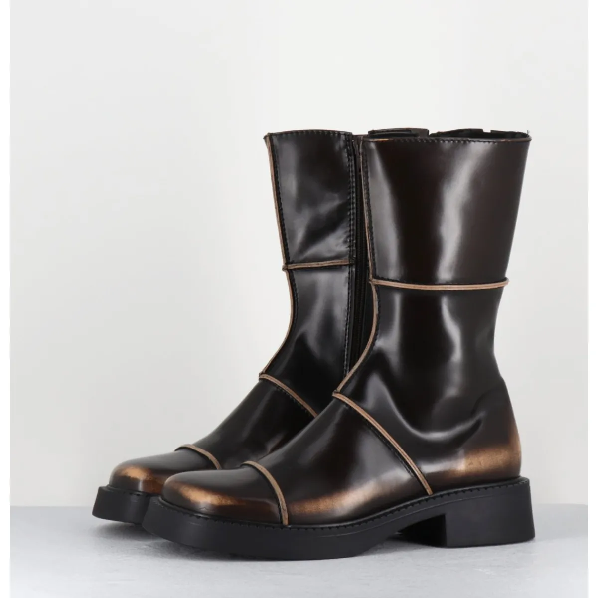Boots^E8 BY MIISTA Boots & beige bout carré 90s - DAHLIA BROWN BOOTS MARRON