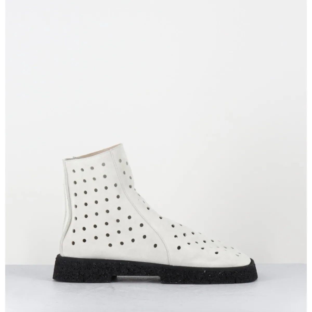 Boots^ANTONIO BARBATO Boots minimalistes légères en daim blanc ajouré - 1104 NABUK AVORIO