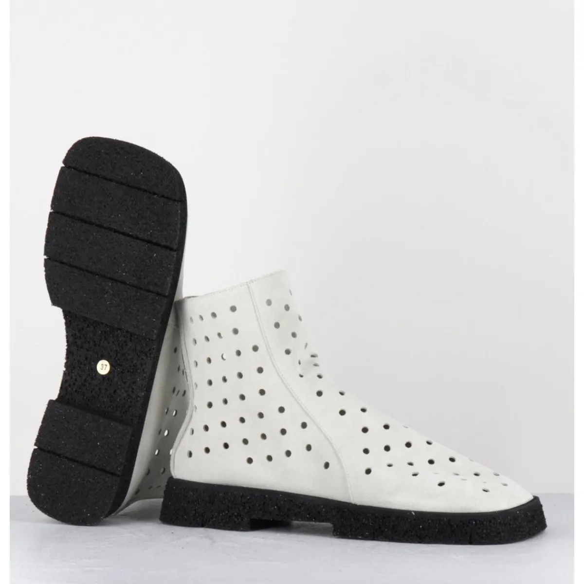 Boots^ANTONIO BARBATO Boots minimalistes légères en daim blanc ajouré - 1104 NABUK AVORIO