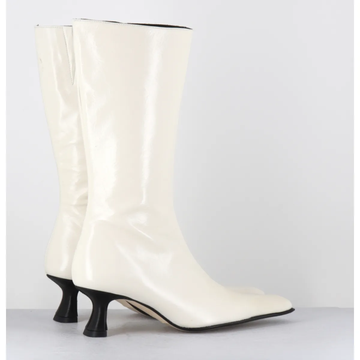 Boots^MIISTA Boots naplak petit talon noir - RILLA OFF WHITE BOOTS BLANC