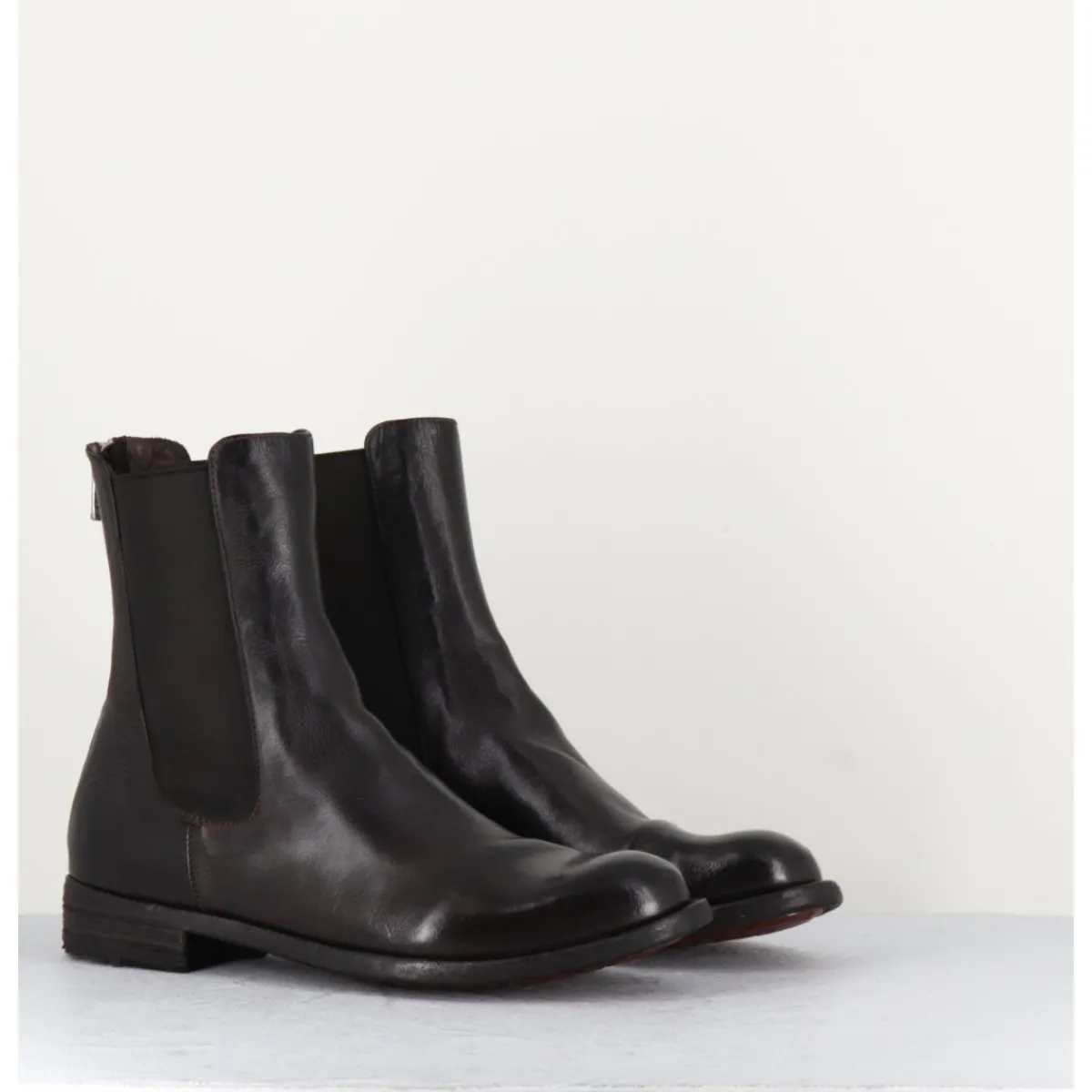 Boots^OFFICINE CREATIVE Boots plates en cuir & élastique - LEXIKON073 MORO MARRON