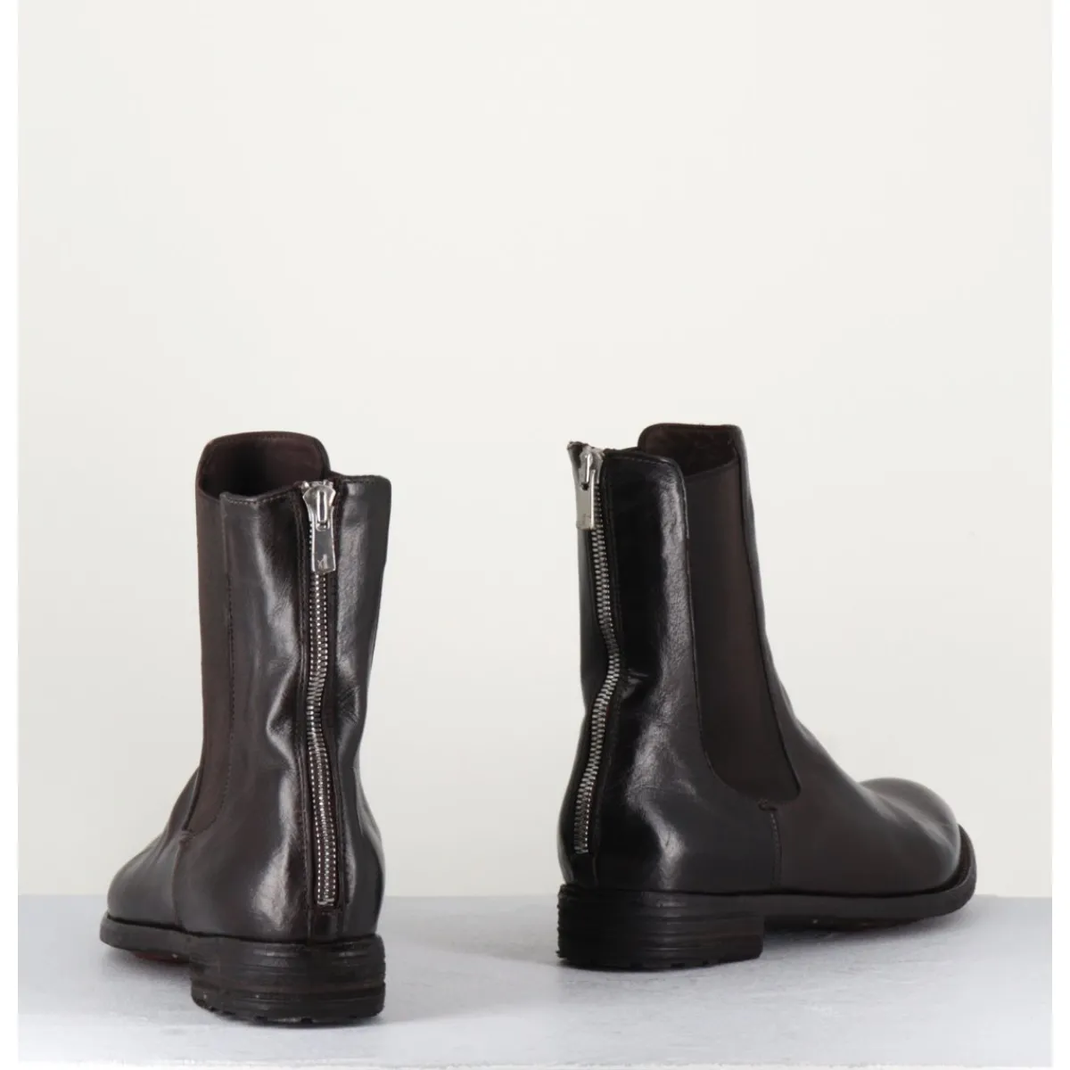 Boots^OFFICINE CREATIVE Boots plates en cuir & élastique - LEXIKON073 MORO MARRON