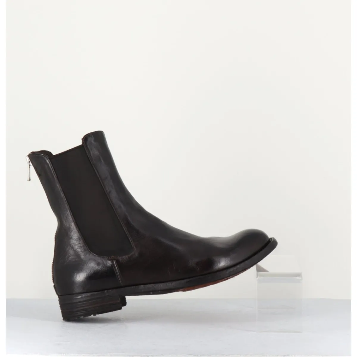 Boots^OFFICINE CREATIVE Boots plates en cuir & élastique - LEXIKON073 MORO MARRON