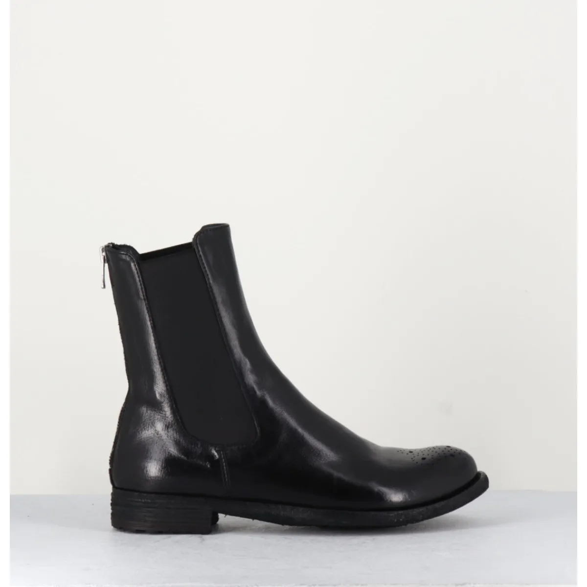Boots^OFFICINE CREATIVE Boots plates en cuir , élastique & bout fleuri - LEXIKON099 NERO NOIR