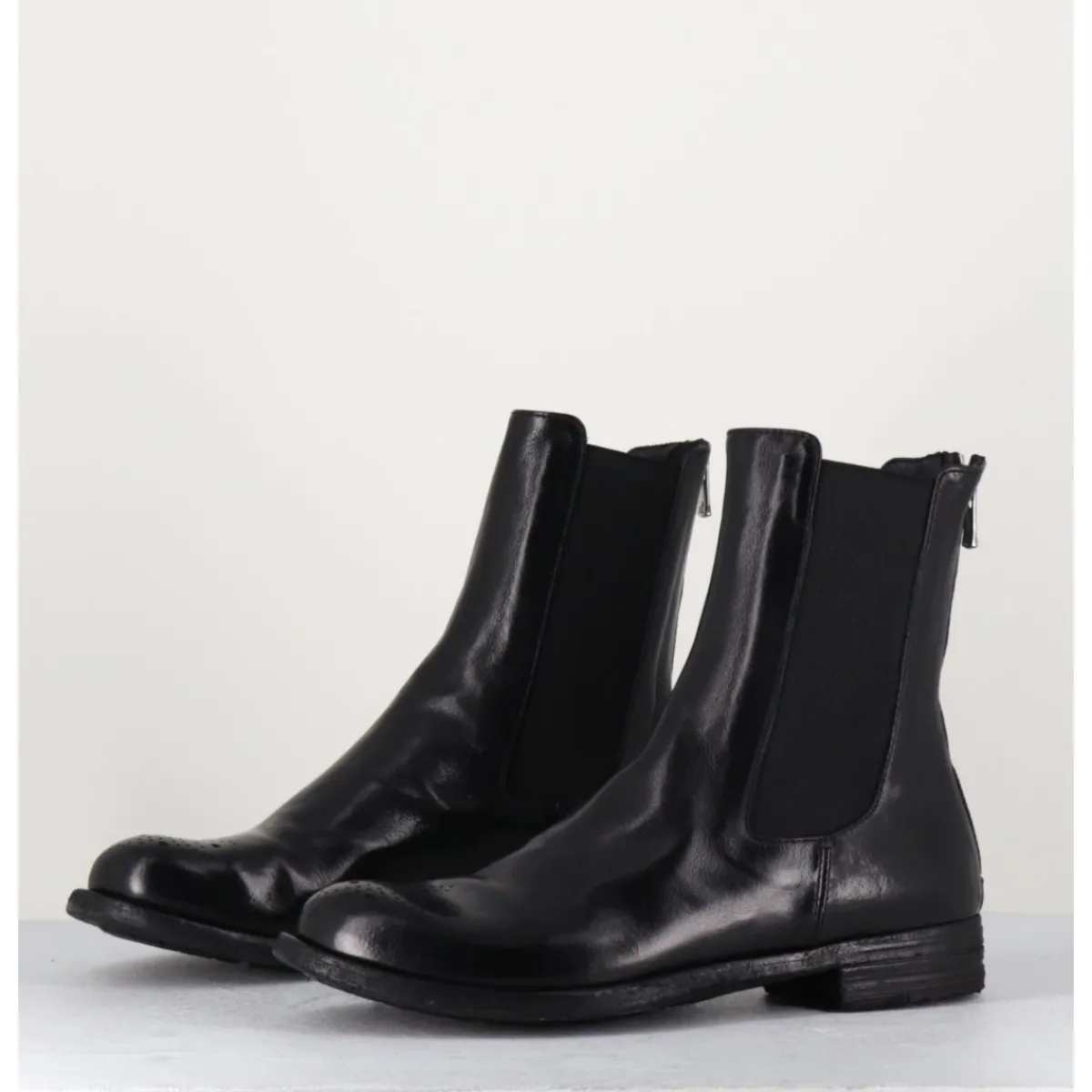 Boots^OFFICINE CREATIVE Boots plates en cuir , élastique & bout fleuri - LEXIKON099 NERO NOIR