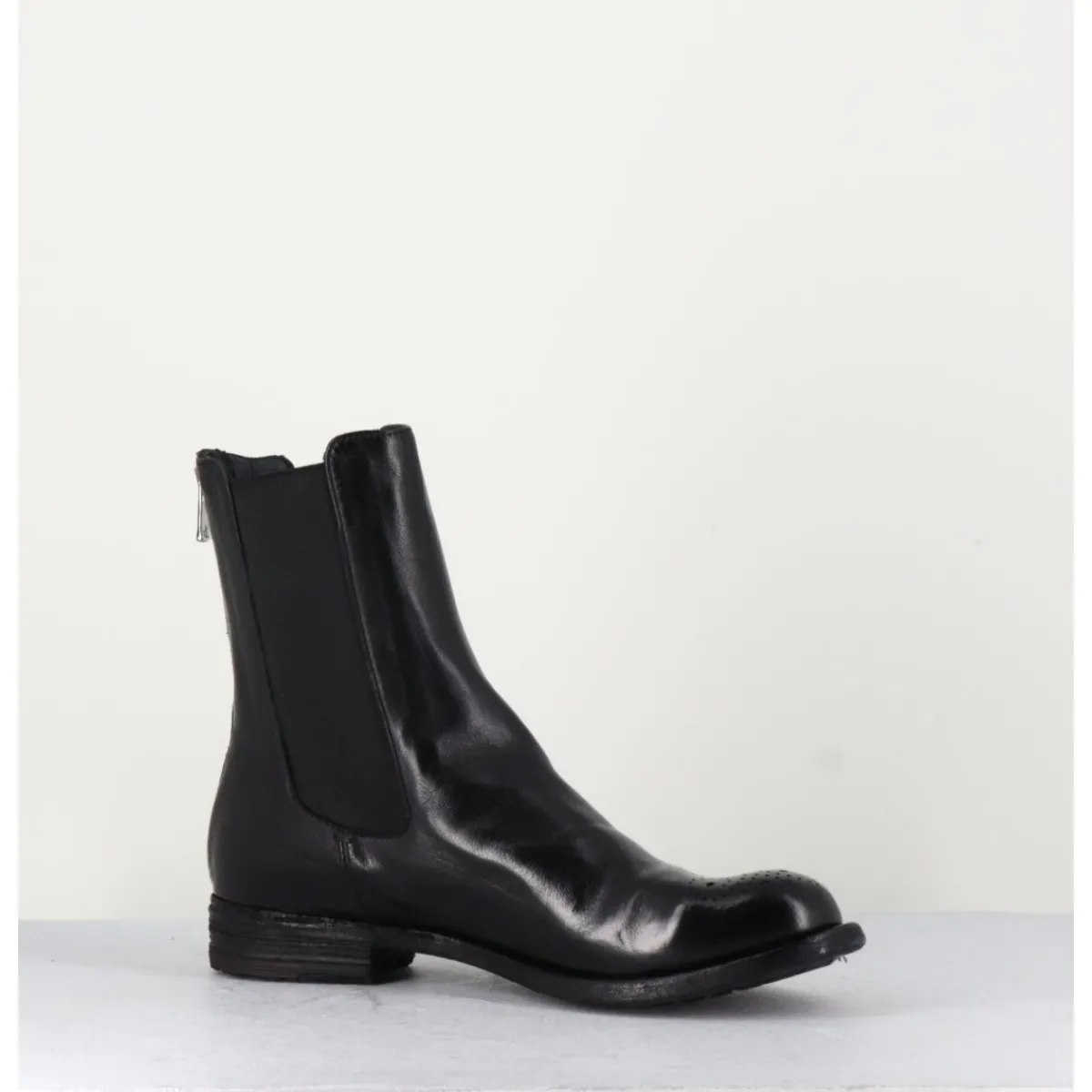 Boots^OFFICINE CREATIVE Boots plates en cuir , élastique & bout fleuri - LEXIKON099 NERO NOIR