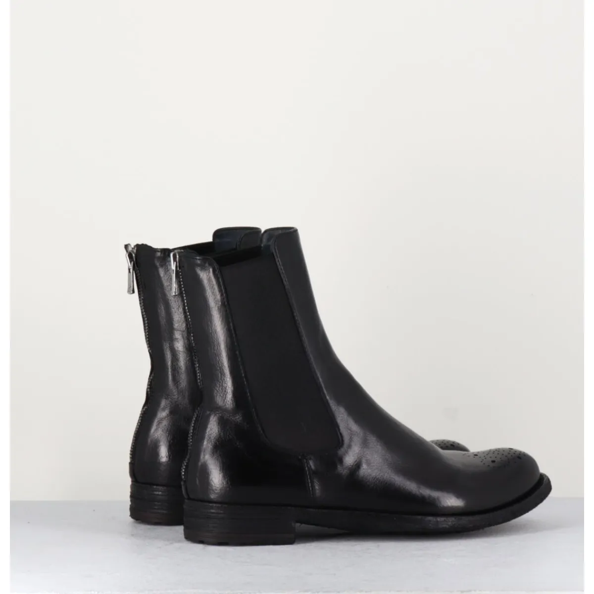 Boots^OFFICINE CREATIVE Boots plates en cuir , élastique & bout fleuri - LEXIKON099 NERO NOIR