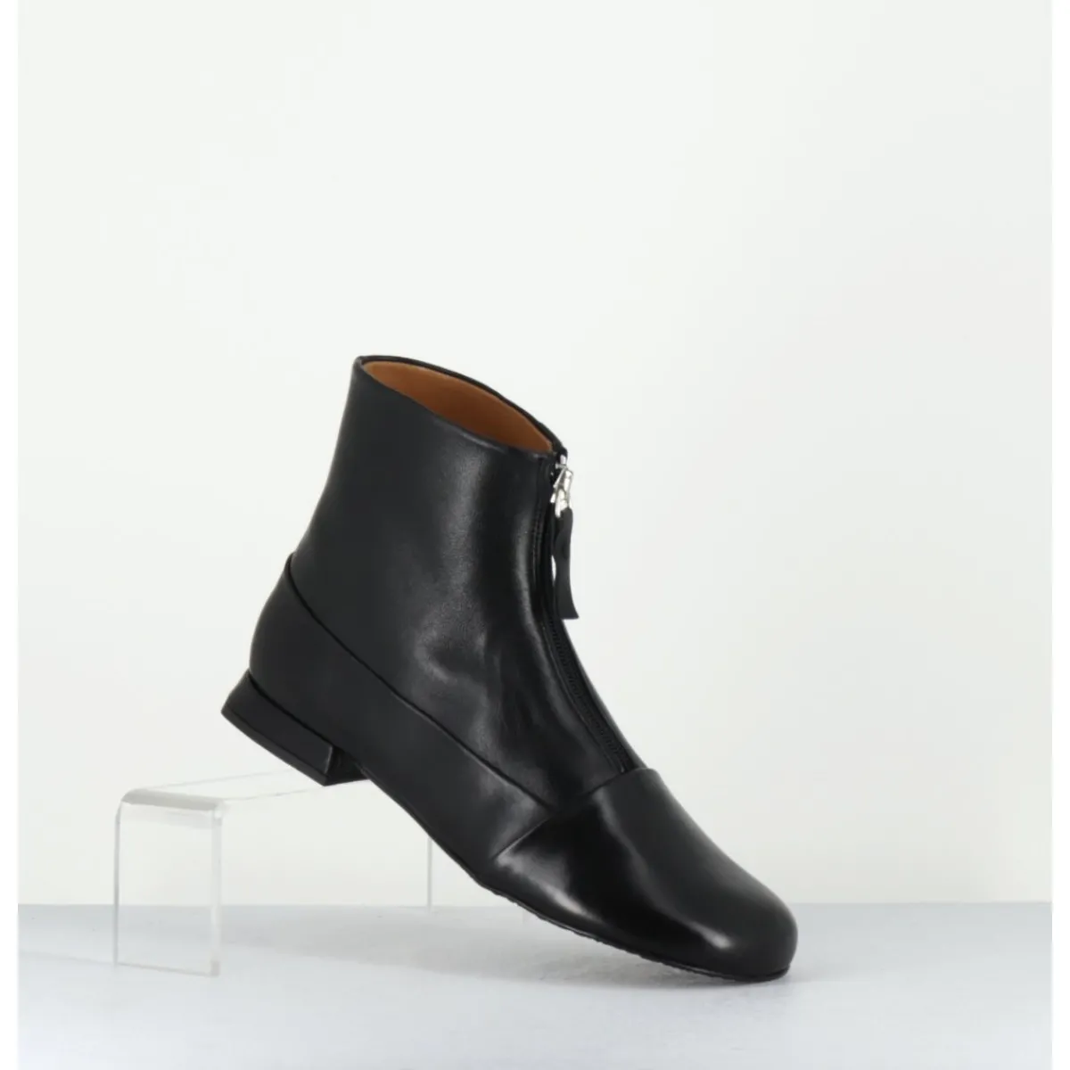 Boots^AUDLEY Boots plates en cuir souple à zip - MARIA BLACK NAPPA NOIR