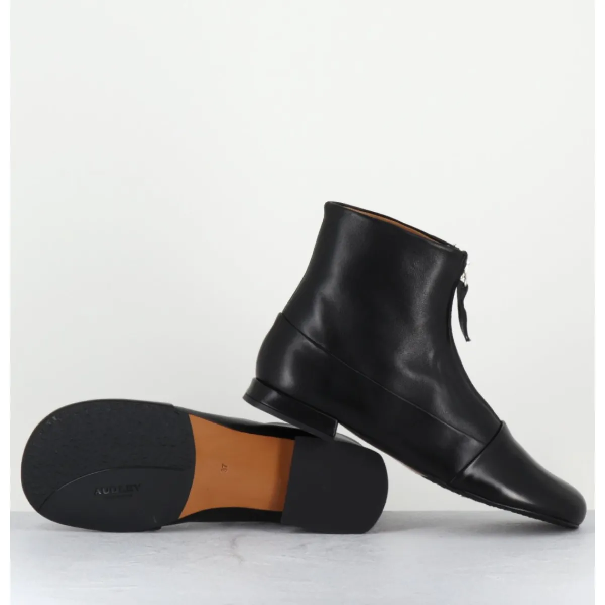 Boots^AUDLEY Boots plates en cuir souple à zip - MARIA BLACK NAPPA NOIR